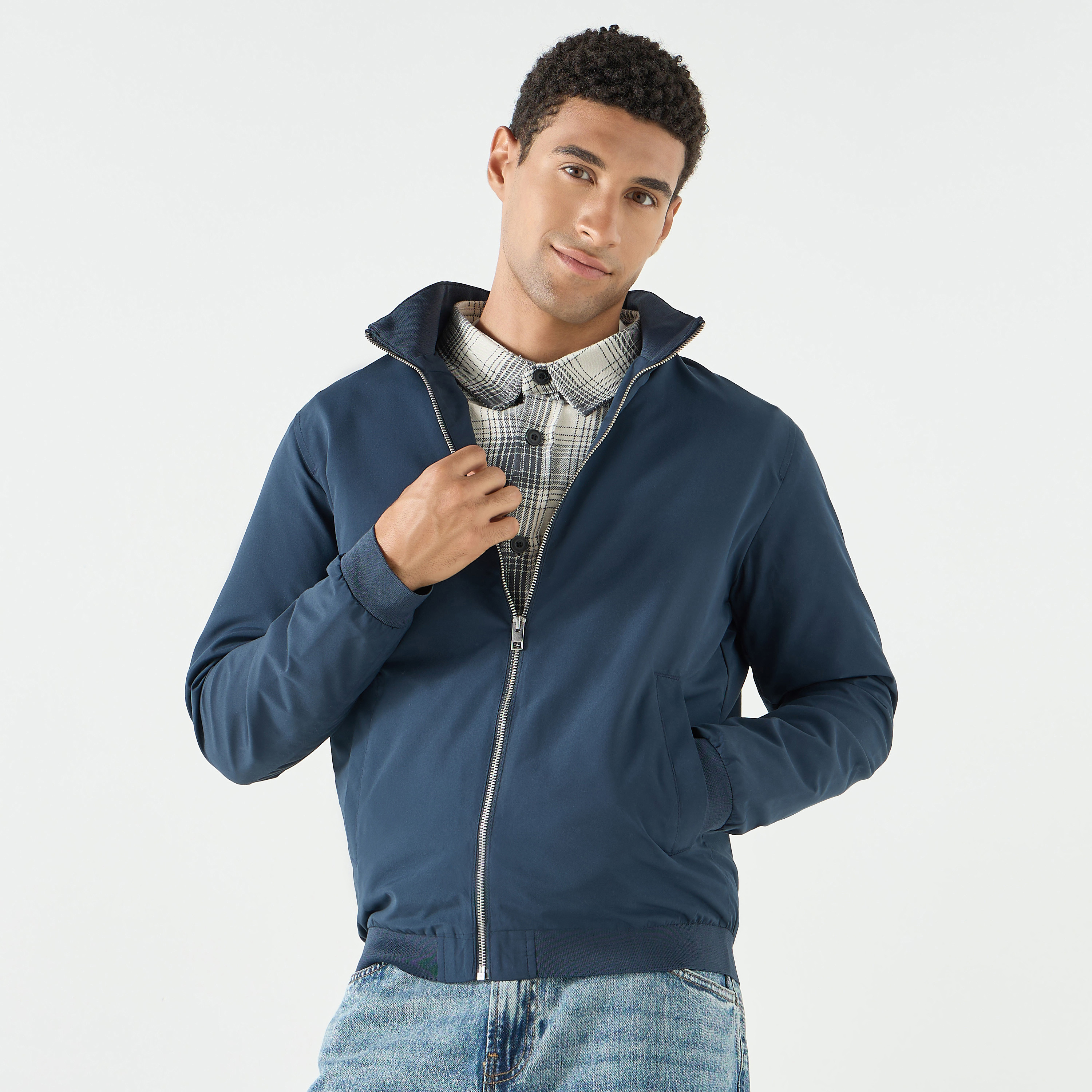 جاك آند جونز سترة رجالية ذات رقبة عالية وأكمام طويلة-men-clothing-jacketsandblazers-jackets-image-1