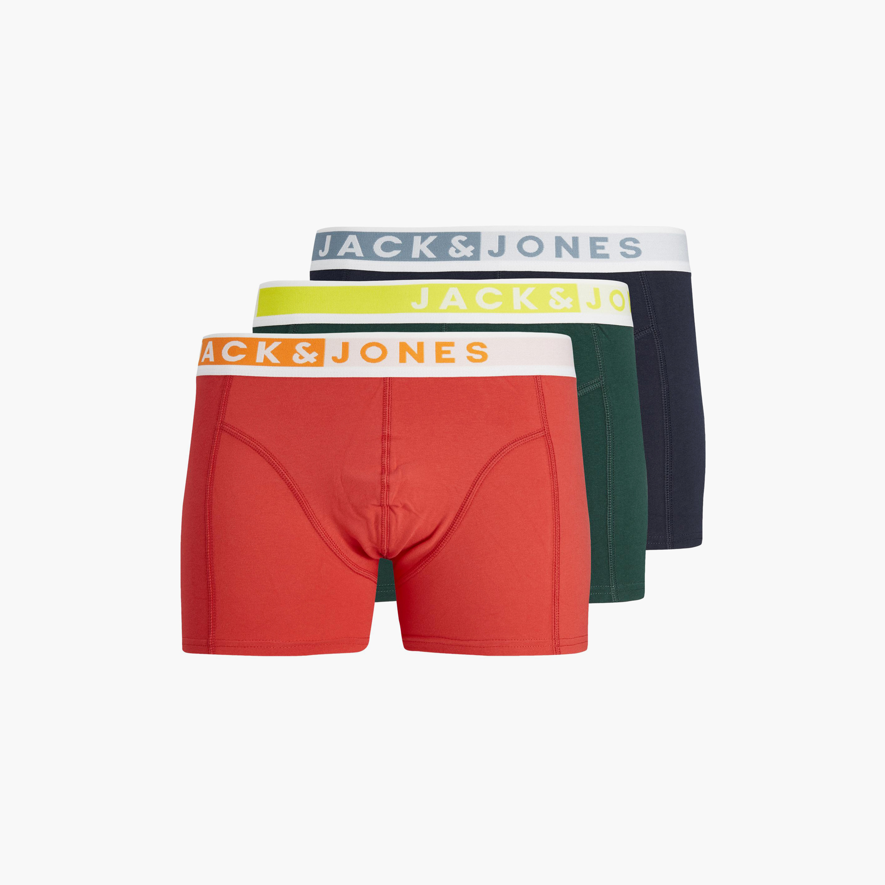 Jack & Jones Pack of 3 Plain Mid-Rise Trunks-men-clothing-innerwear-underwear-image-1