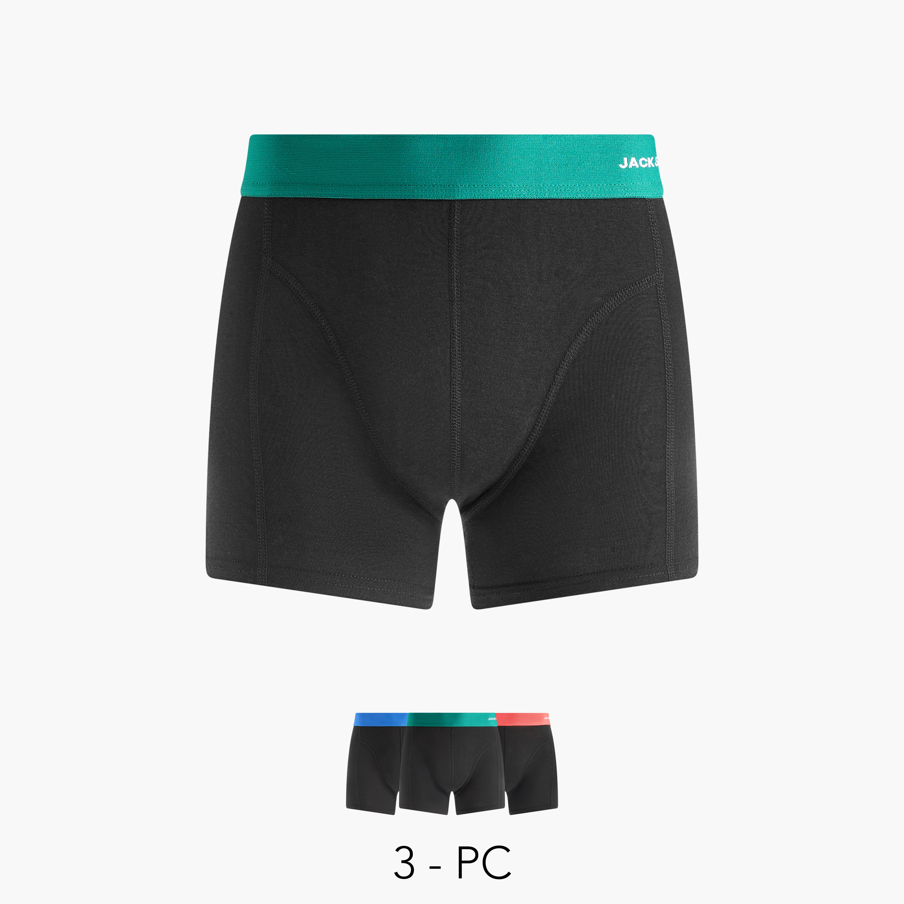 Jack & Jones Solid Trunks with Elasticated Waistband - Set of 3-men-clothing-innerwear-underwear-image-1