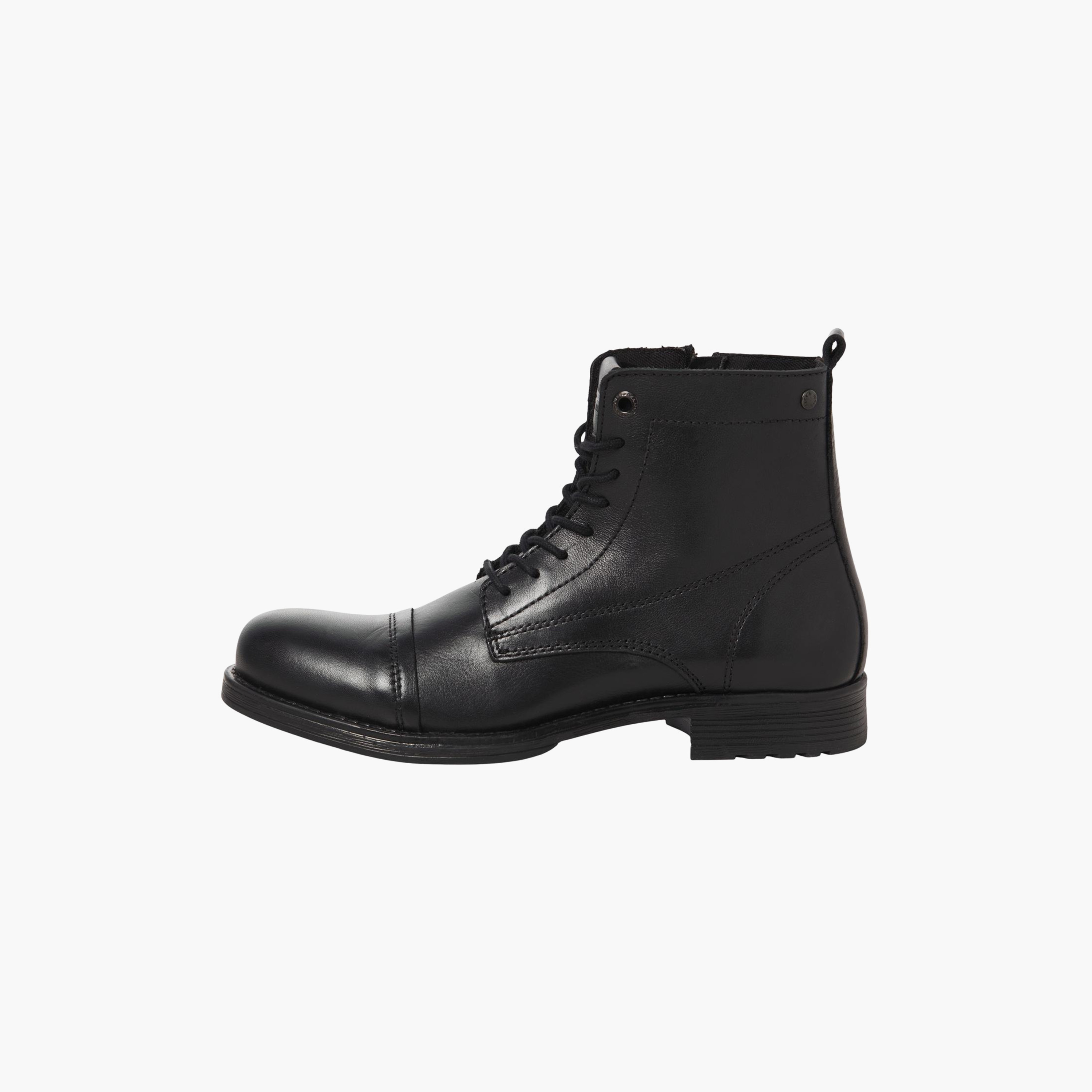بوتز جاك آند جونز الرجالي مصنوع من الجلد بأربطة وسحاب | 12241142-men-shoes-boots-image-2