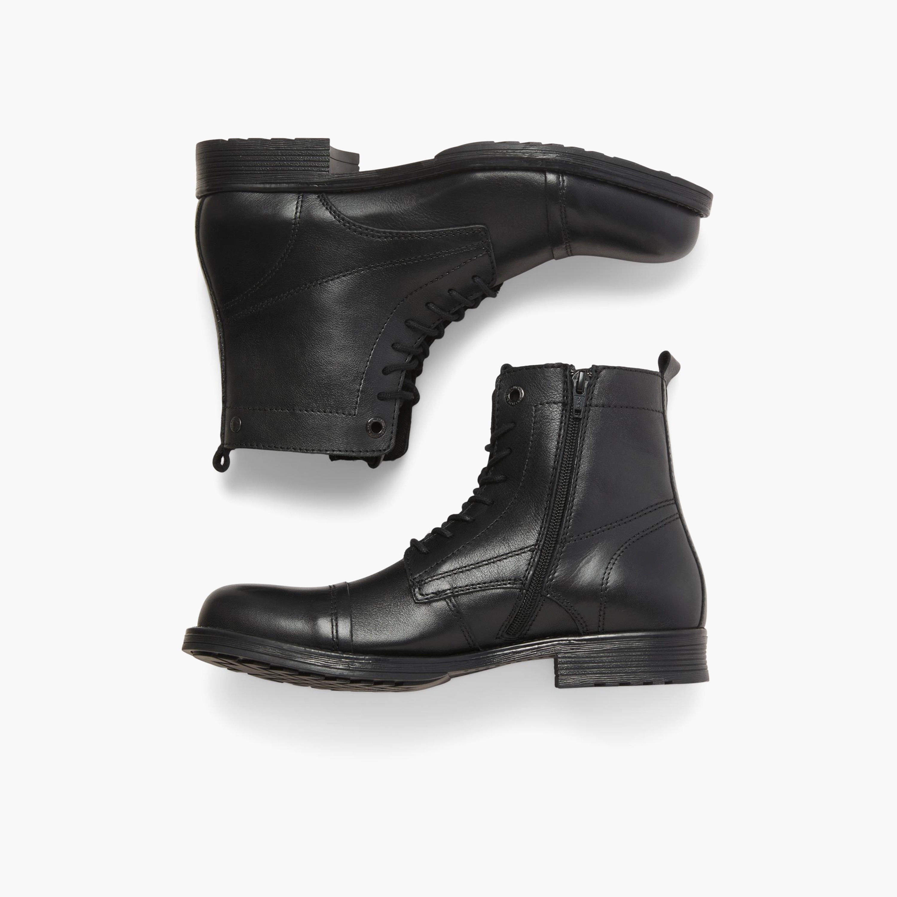 بوتز جاك آند جونز الرجالي مصنوع من الجلد بأربطة وسحاب | 12241142-men-shoes-boots-image-3