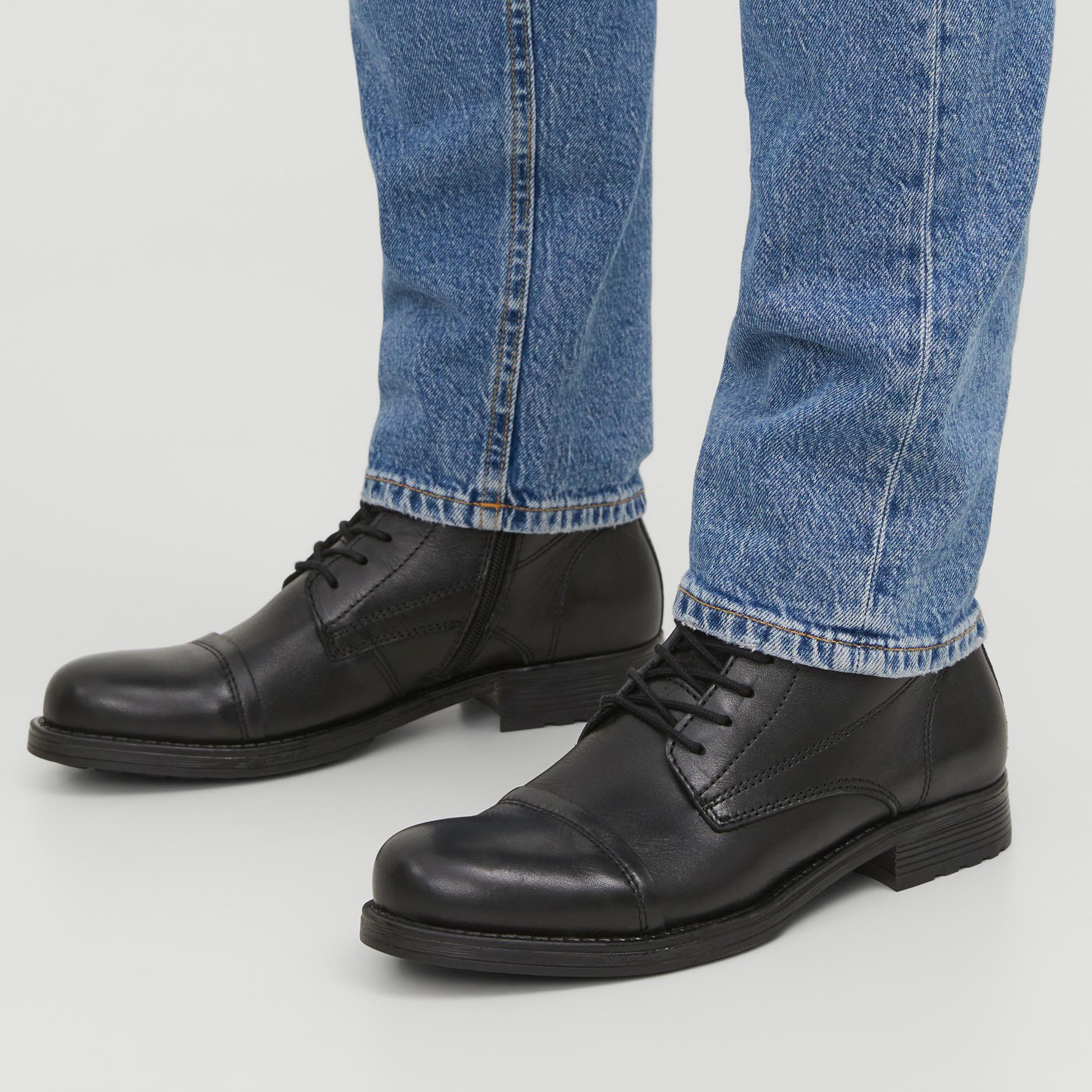بوتز جاك آند جونز الرجالي مصنوع من الجلد بأربطة وسحاب | 12241142-men-shoes-boots-image-7