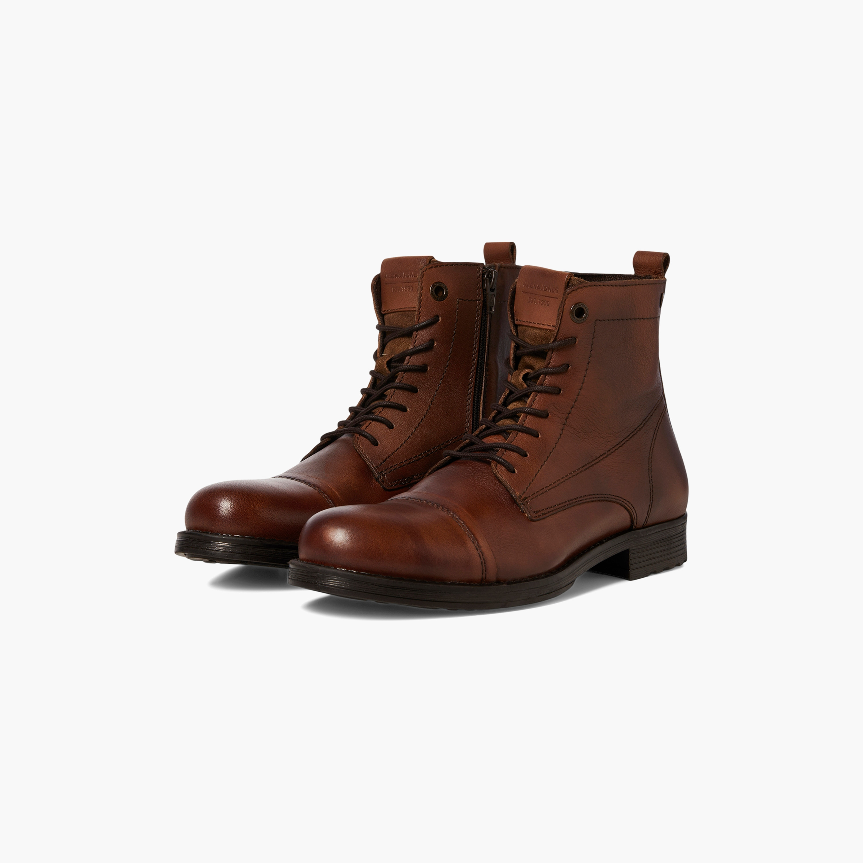 بوتز جاك آند جونز الرجالي مصنوع من الجلد بأربطة وسحاب | 12241142-men-shoes-boots-image-8