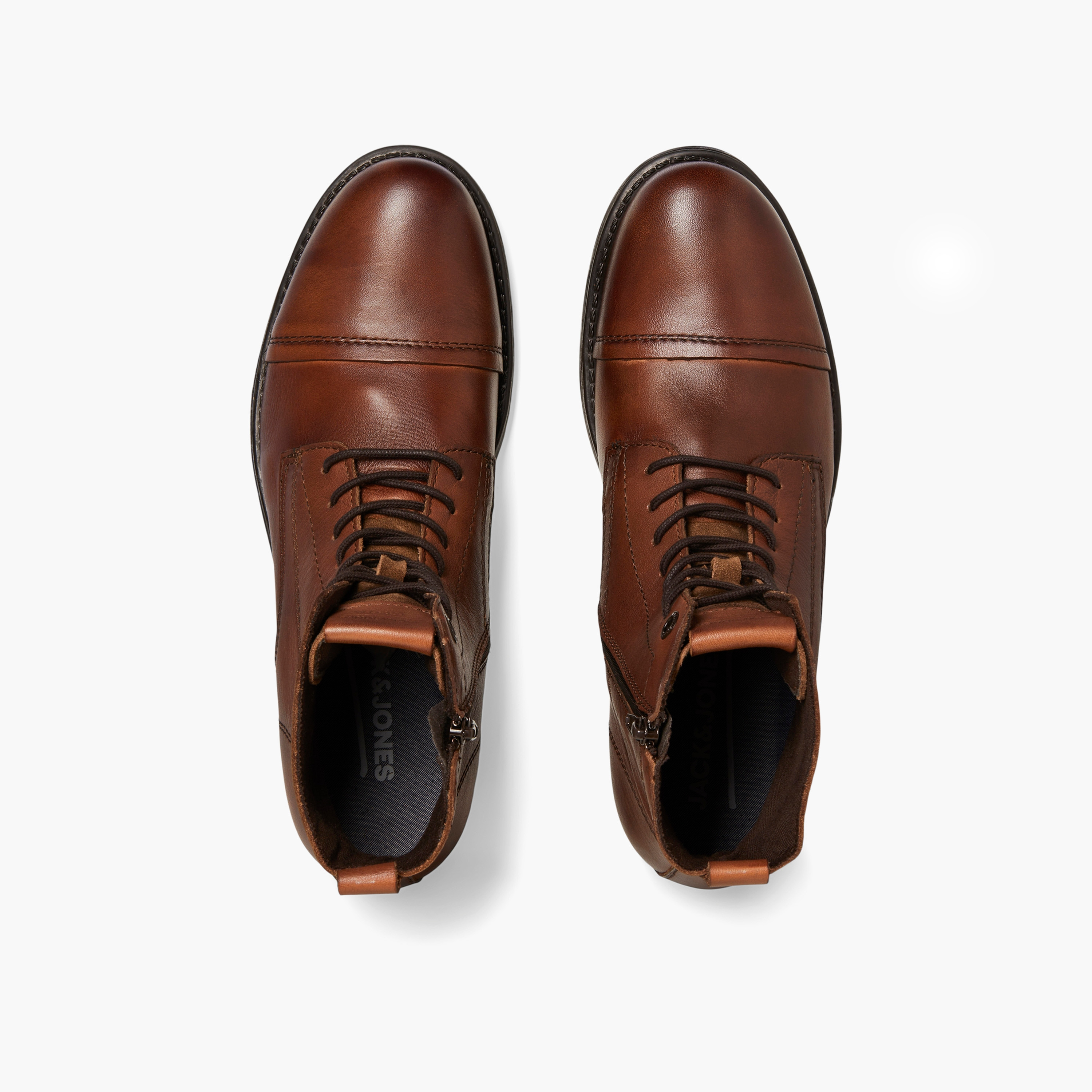 بوتز جاك آند جونز الرجالي مصنوع من الجلد بأربطة وسحاب | 12241142-men-shoes-boots-image-10