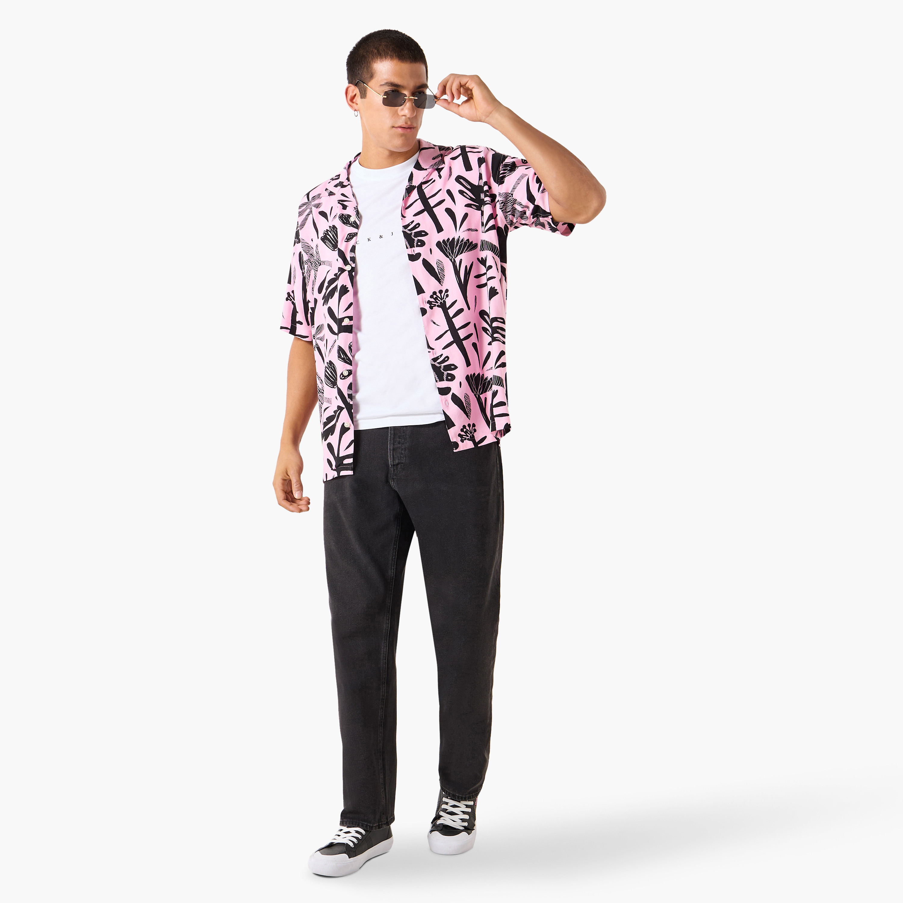 Jack & Jones Printed Cuban Collar Short Sleeves Casual Shirt-men-clothing-shirts-image-2