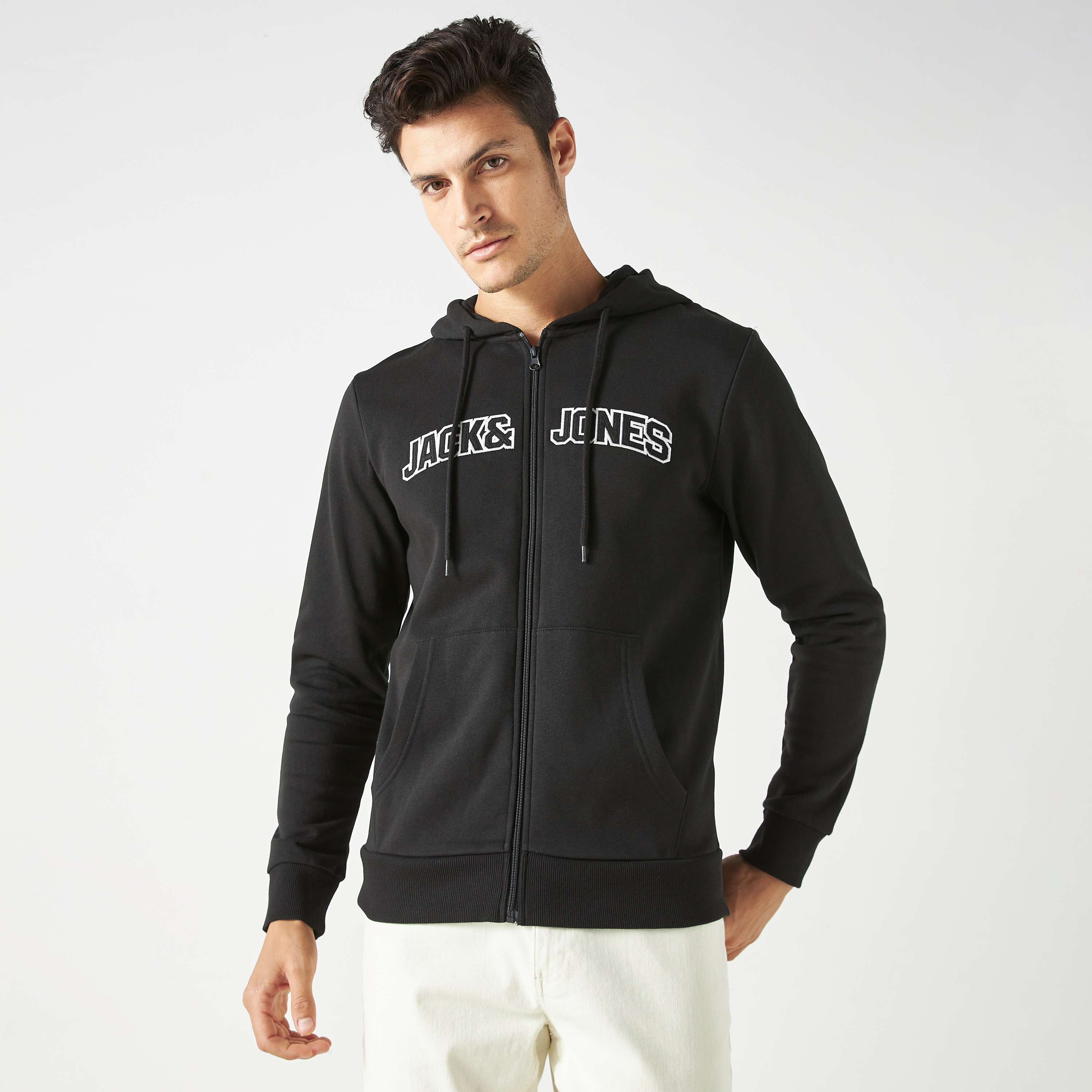 Jack & Jones Logo Long Sleeves Zip Through Hoodie-men-winterwear-hoodiesandsweatshirts-image-1
