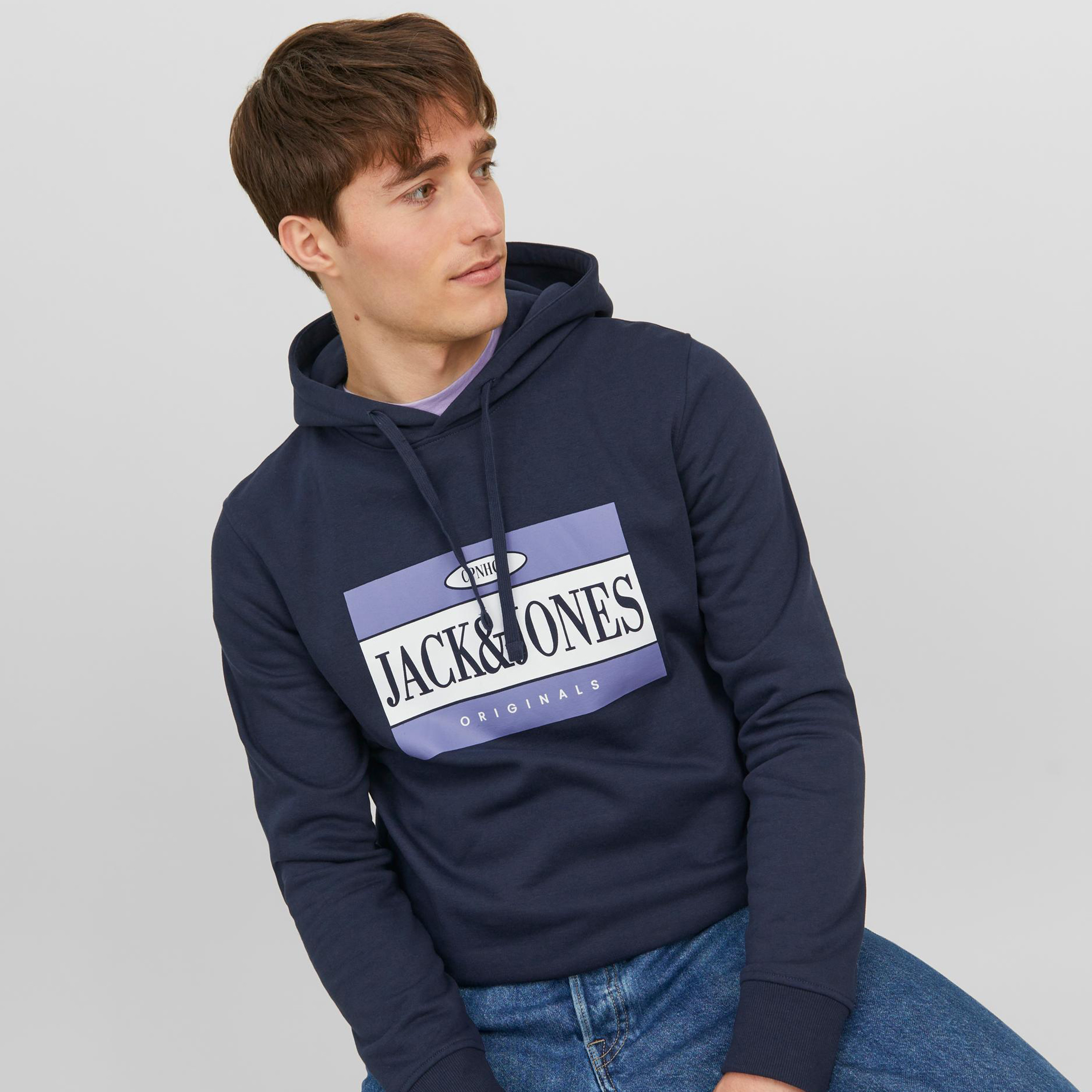 Jack & Jones Logo Hooded Neck Long Sleeves Sweatshirt-men-winterwear-hoodiesandsweatshirts-image-3