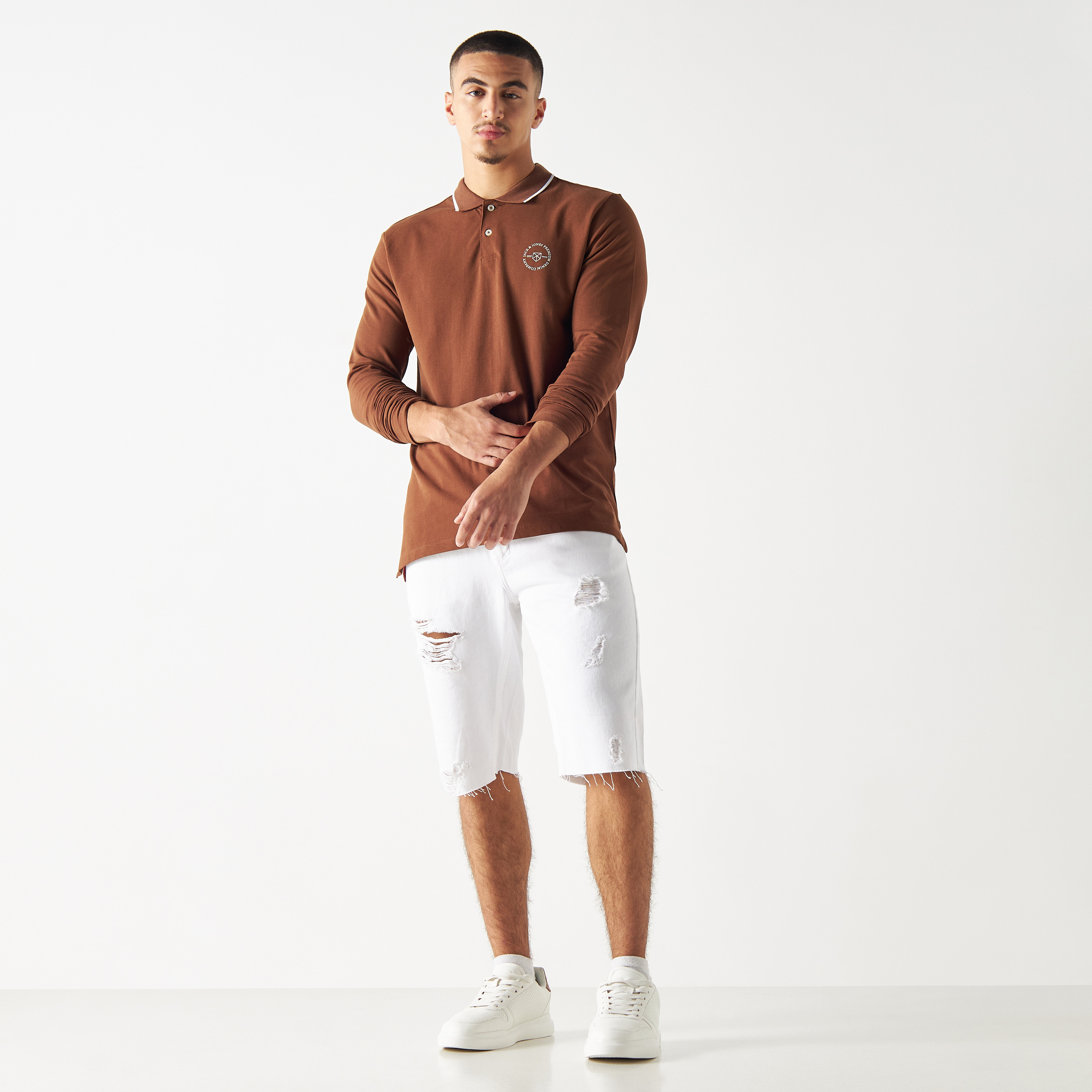 تيشيرت بولو بأكمام قصيرة وطبعات شعار من جاك آند جونز-men-clothing-tshirtsandpolos-polos-image-2