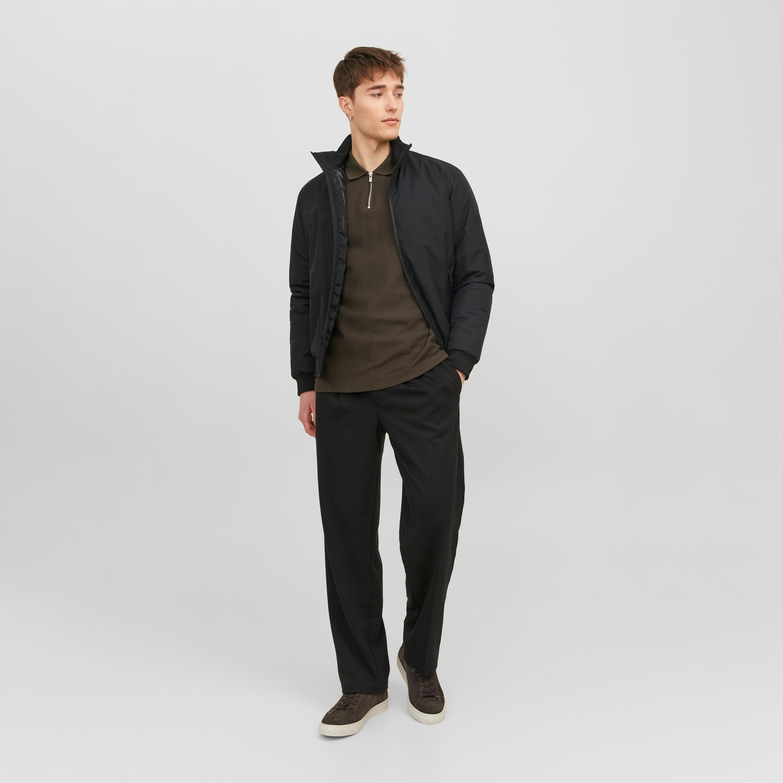Jack & Jones Textured Long Sleeves Polo T-Shirt with Zip Closure-men-clothing-tshirtsandpolos-polos-image-2