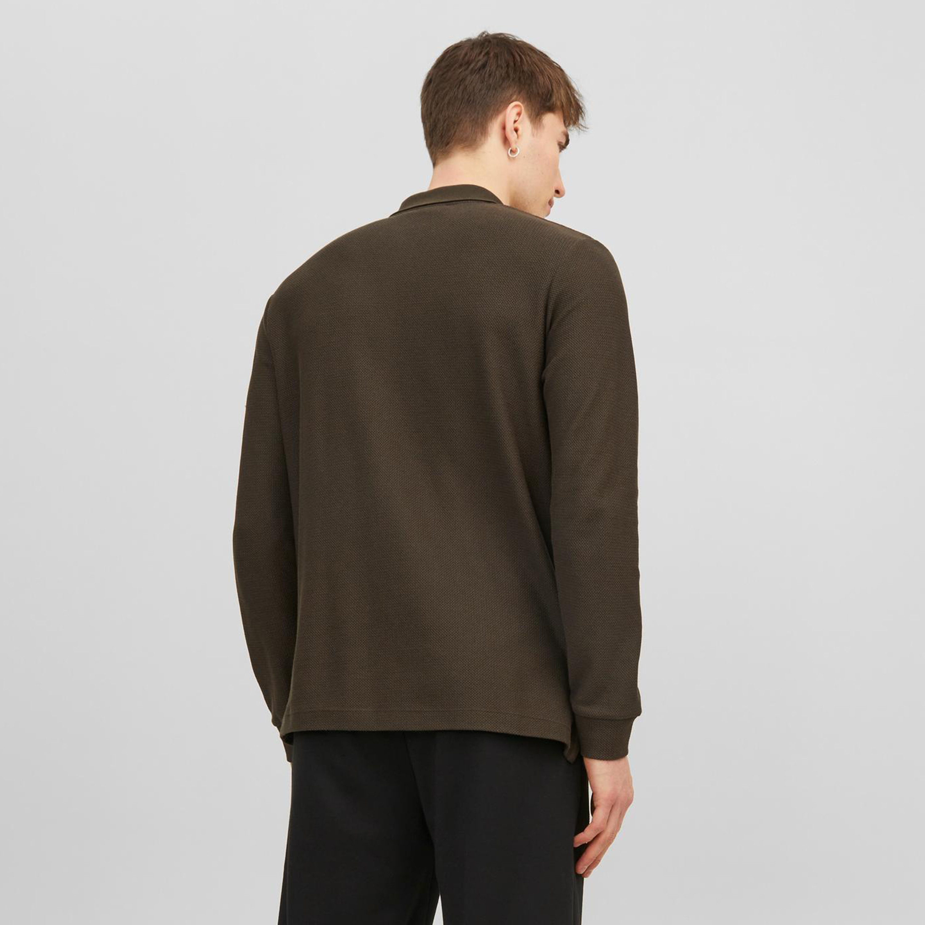 تيشيرت بولو من جاك آند جونز بأكمام طويلة مع منسوج وسحاب للإغلاق-men-clothing-tshirtsandpolos-polos-image-4