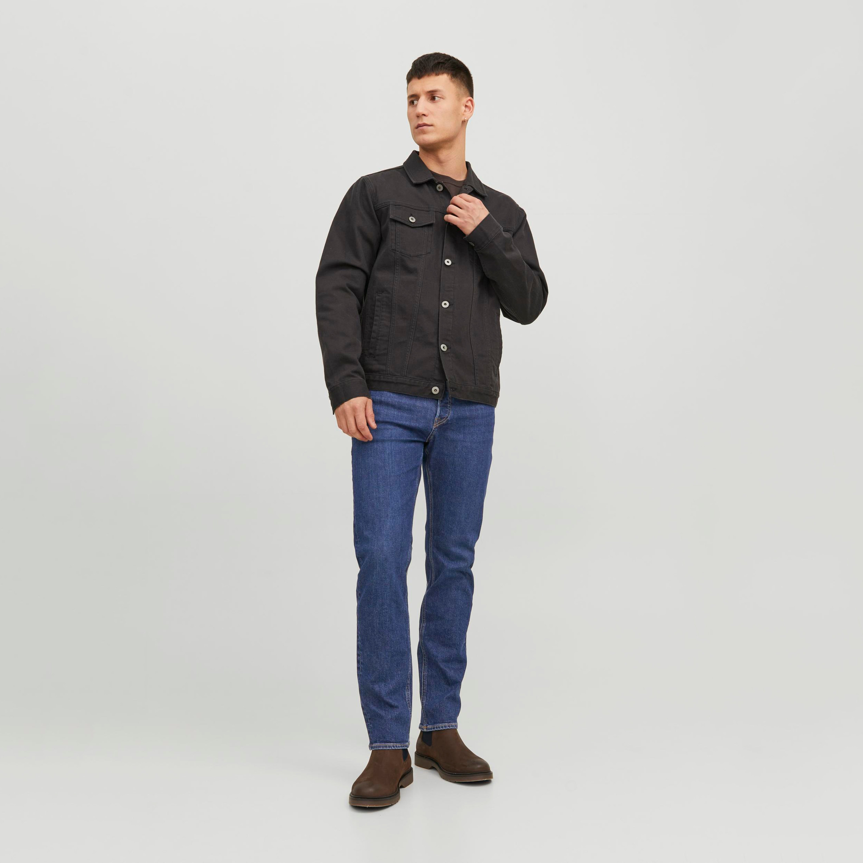 Jack & Jones Blue Tapered Fit Mid-Rise Classic Five-Pocket Jeans-men-clothing-bottoms-jeans-image-5