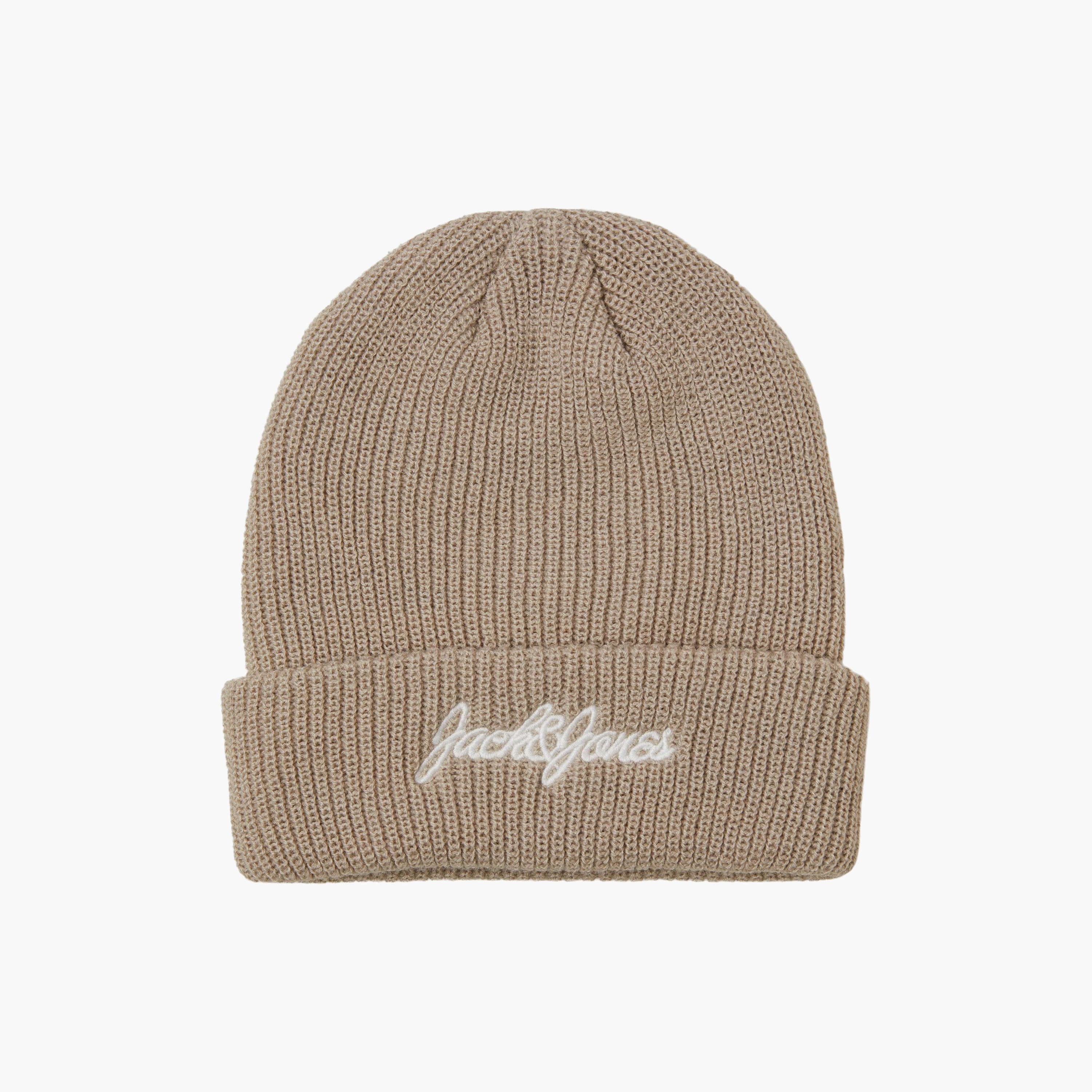 Jack & Jones Rib-Knit Beanie with Embroidered Logo-men-caps-image-3