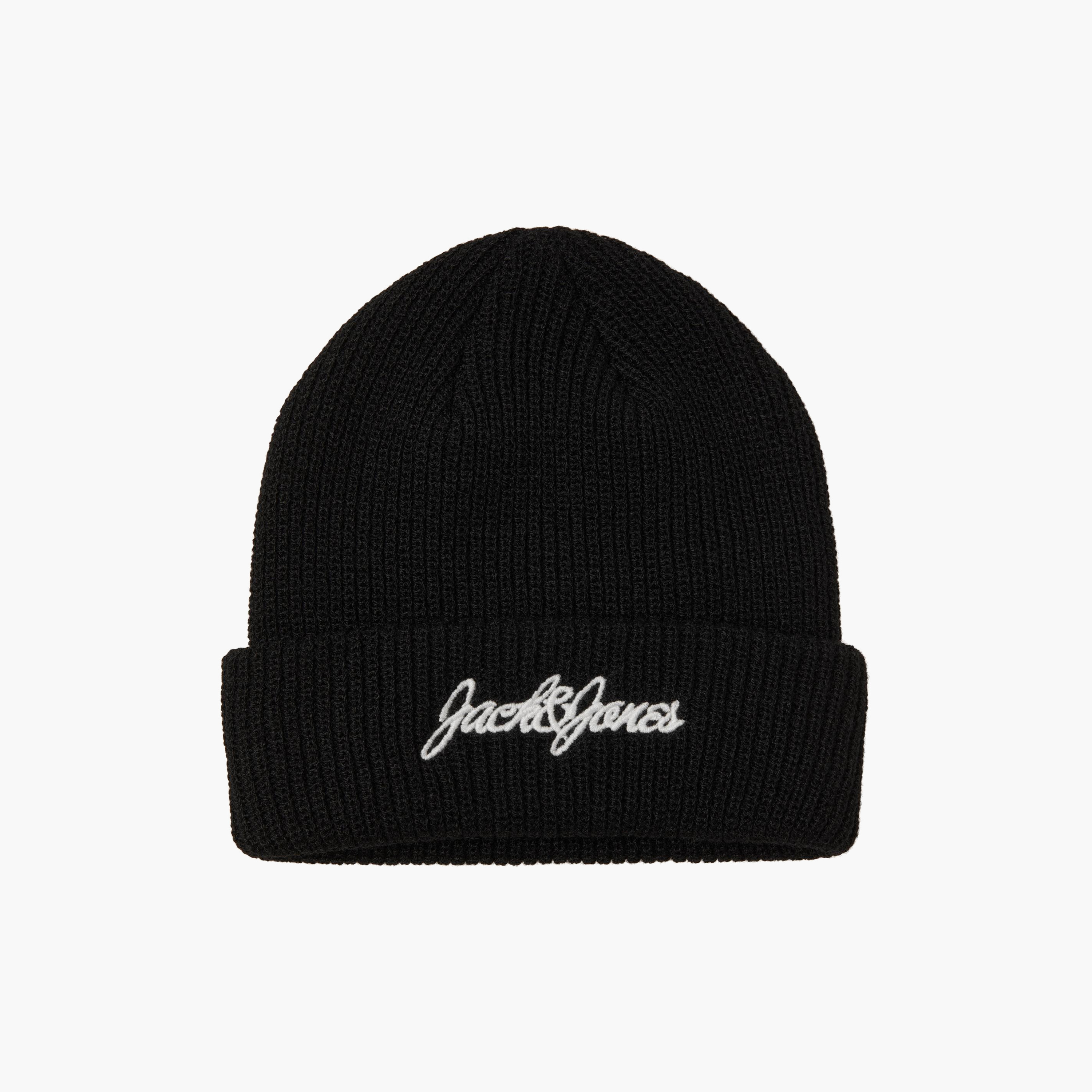 Jack & Jones Rib-Knit Beanie with Embroidered Logo-men-caps-image-5