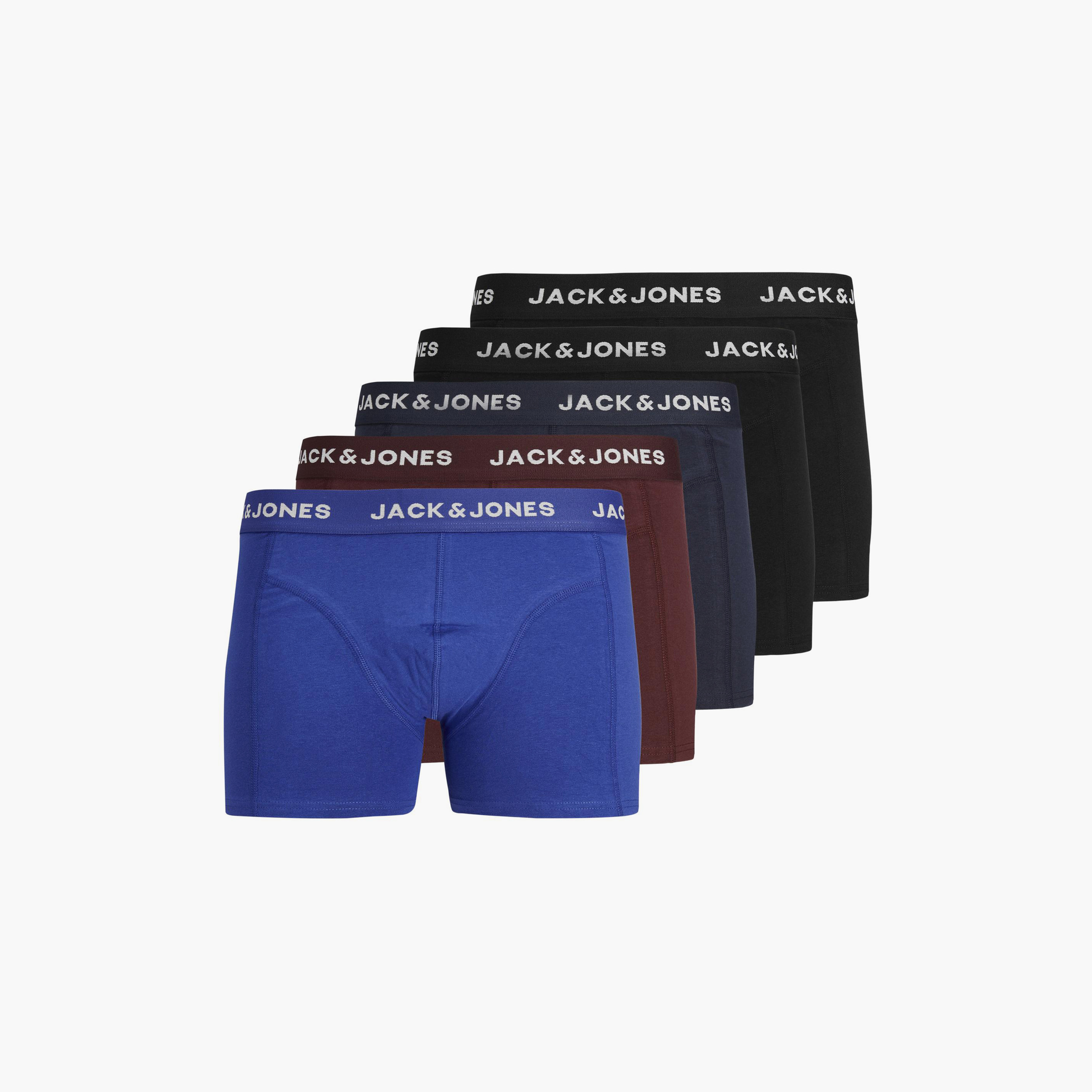 Jack Jones Pack of 5 Brand Print Waistband Trunks