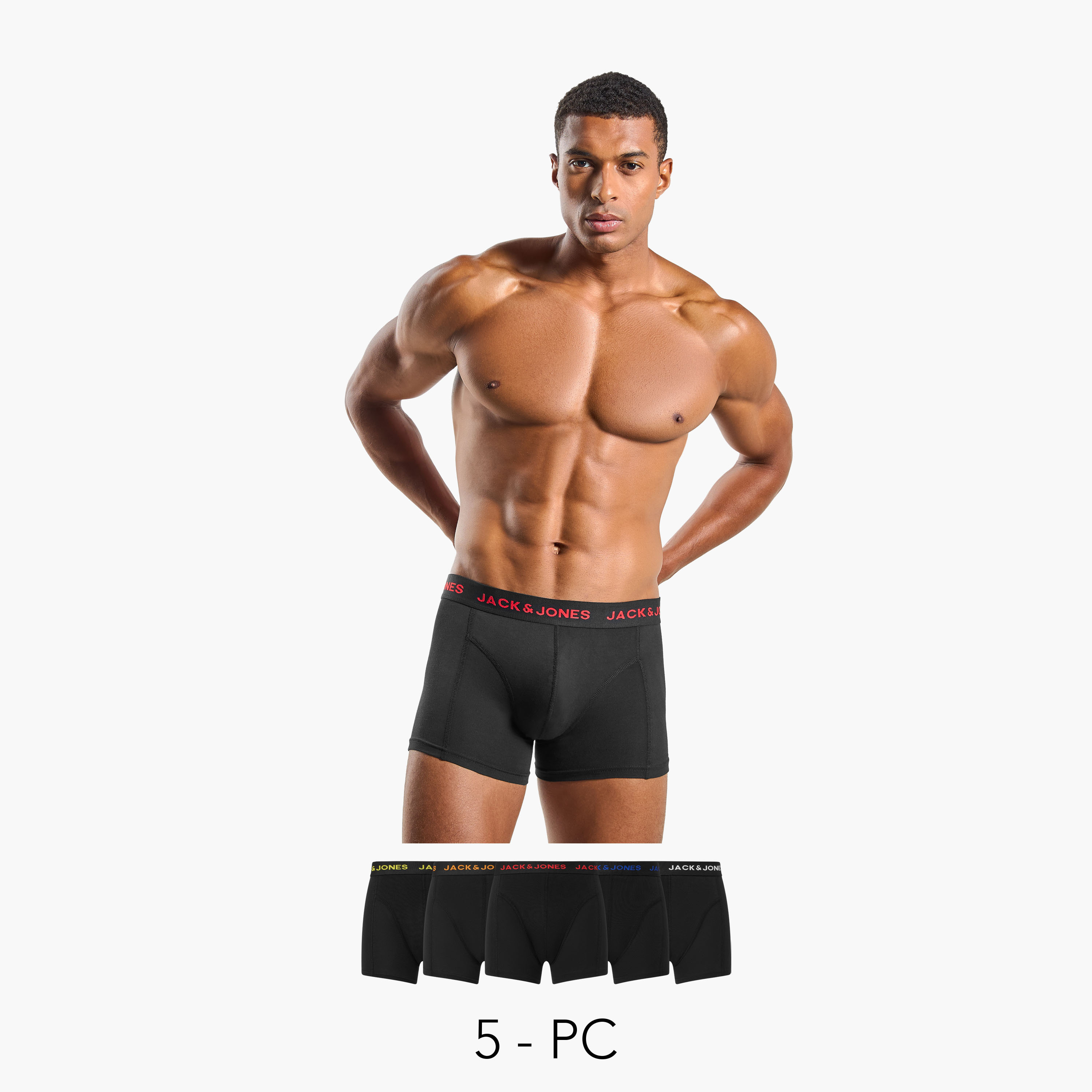 مجموعة من 5 سراويل داخلية بطبعة العلامة التجارية من جاك أند جونز-men-clothing-innerwear-underwear-image-1