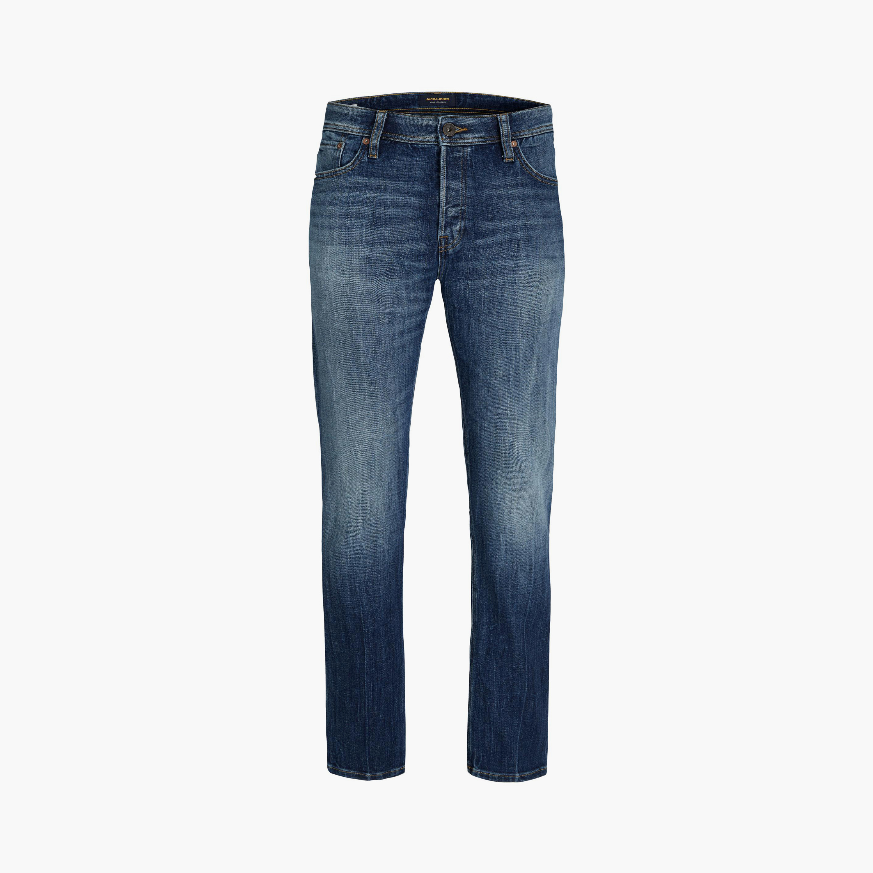  بنطال جينز مزين بجيب من جاك آند جونز بخصر متوسط الارتفاع مع مدبب-men-clothing-bottoms-jeans-image-1