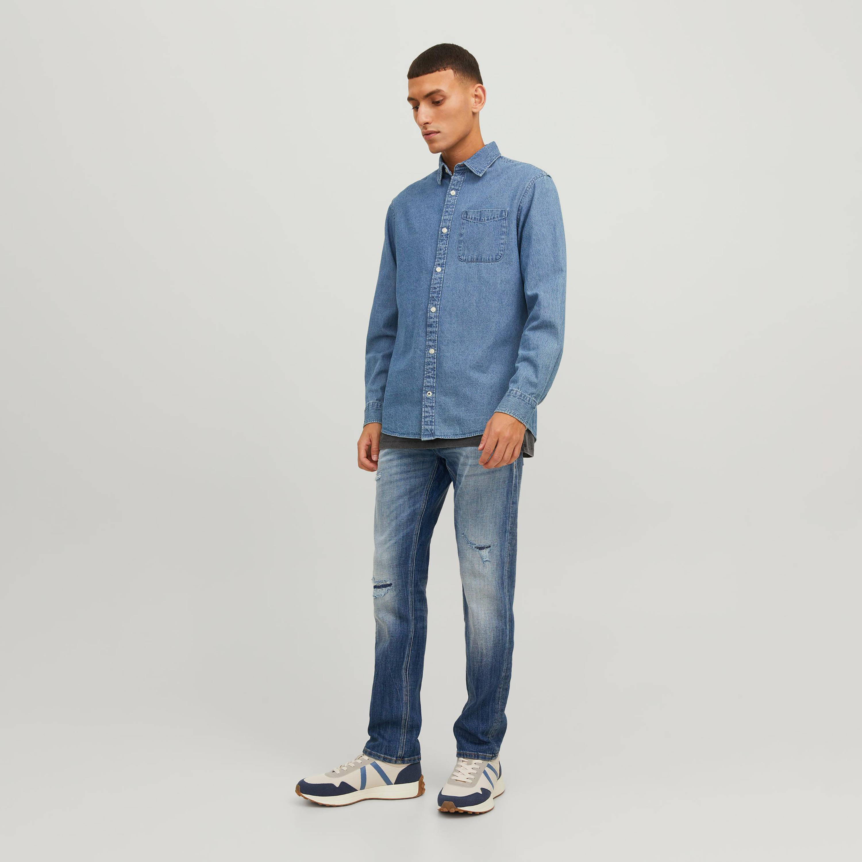  بنطال جينز مزين بجيب من جاك آند جونز بخصر متوسط الارتفاع مع مدبب-men-clothing-bottoms-jeans-image-2