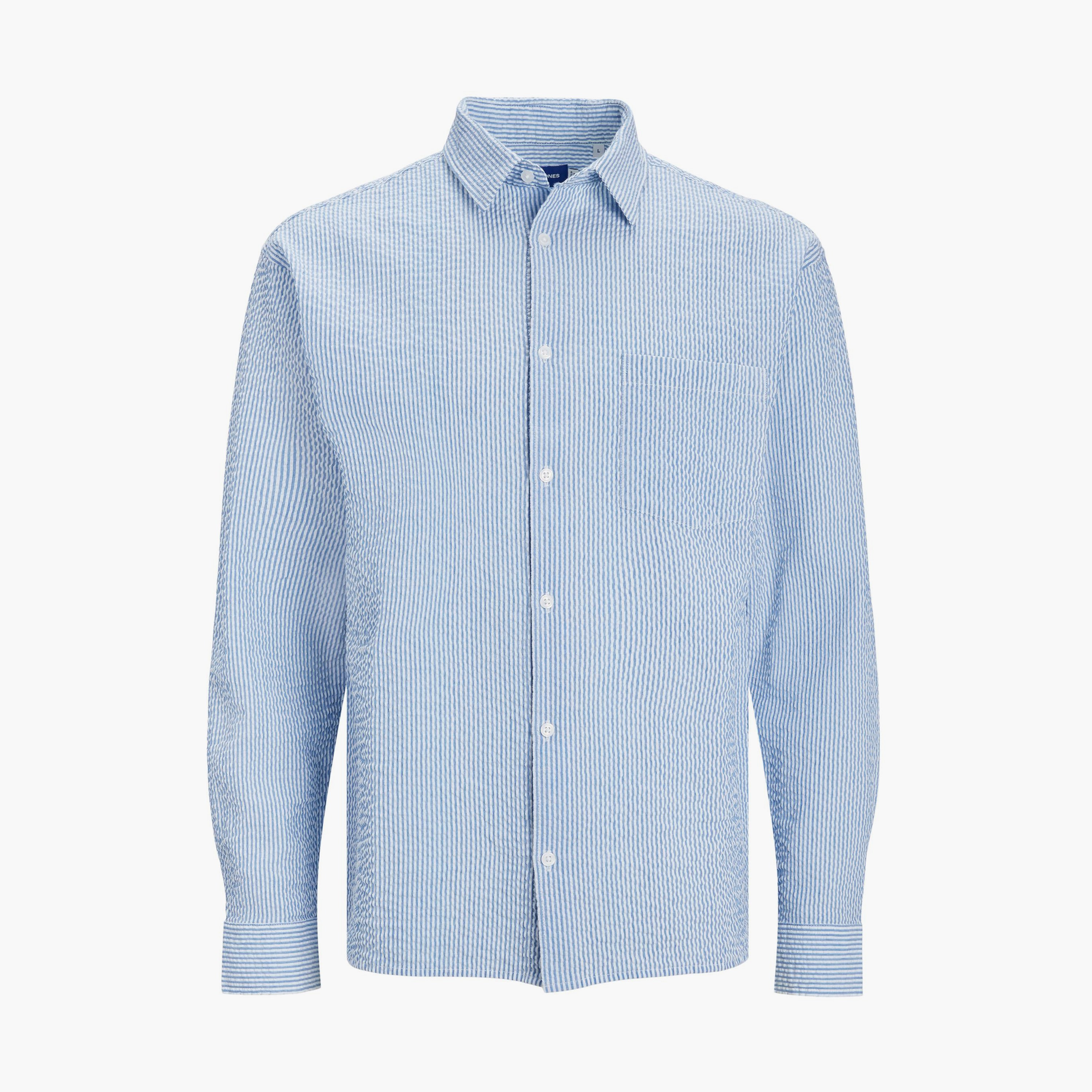قميص كاجوال من جاك آند جونز بياقة وأكمام طويلة مع مخطط-men-clothing-shirts-image-1