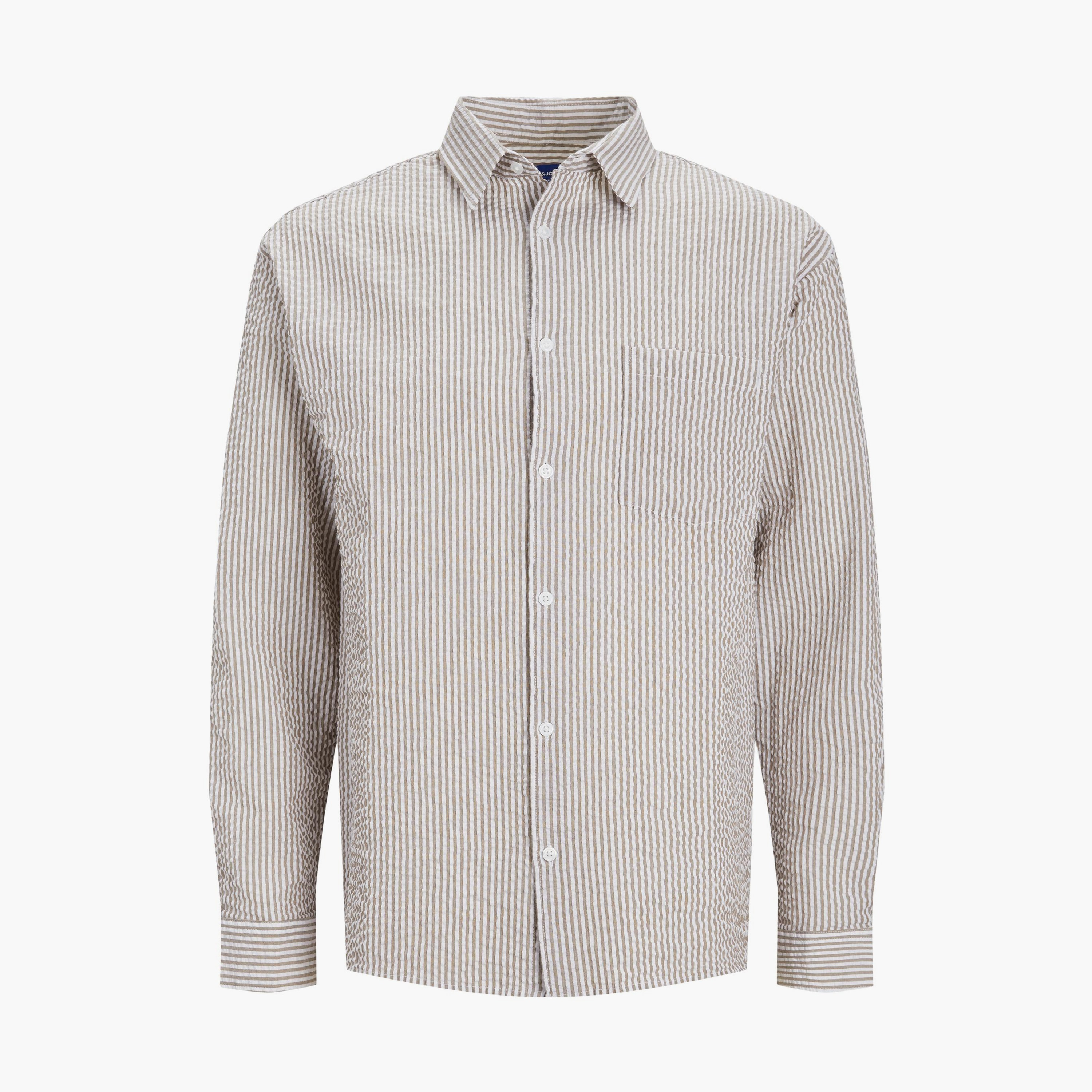 قميص كاجوال من جاك آند جونز بياقة وأكمام طويلة مع مخطط-men-clothing-shirts-image-2