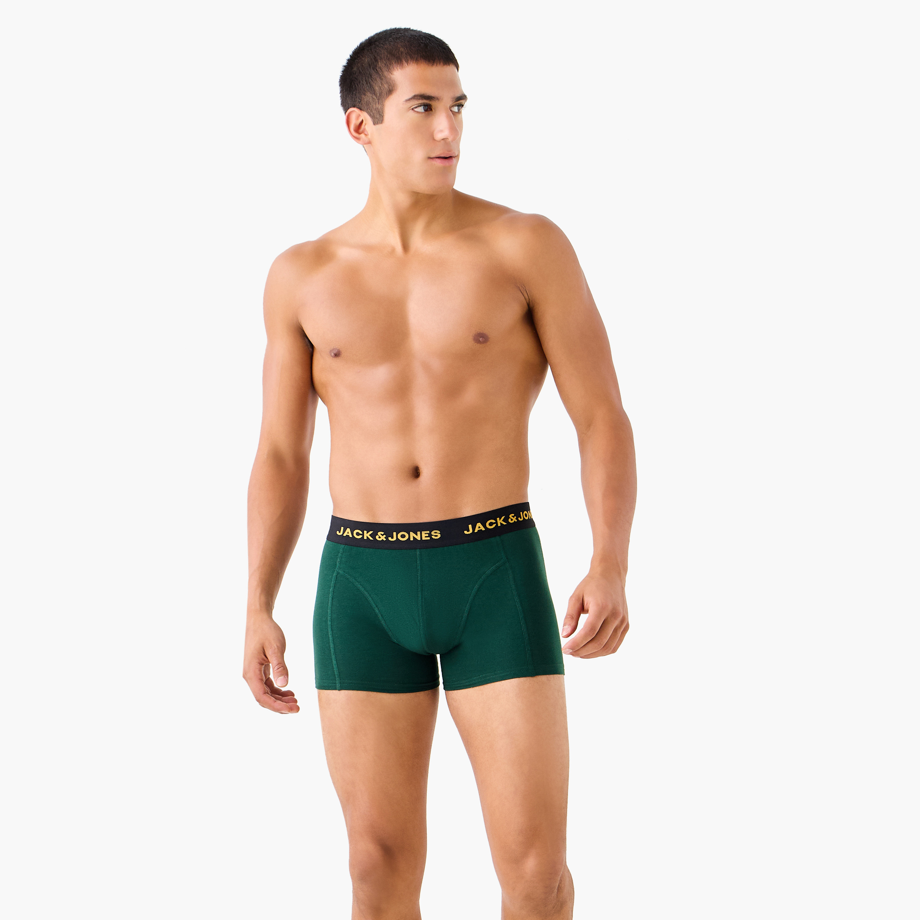 طقم سروال ترانك بخصر مطاطي 3 قطع سادة من جاك أند جونز-men-clothing-innerwear-underwear-image-3