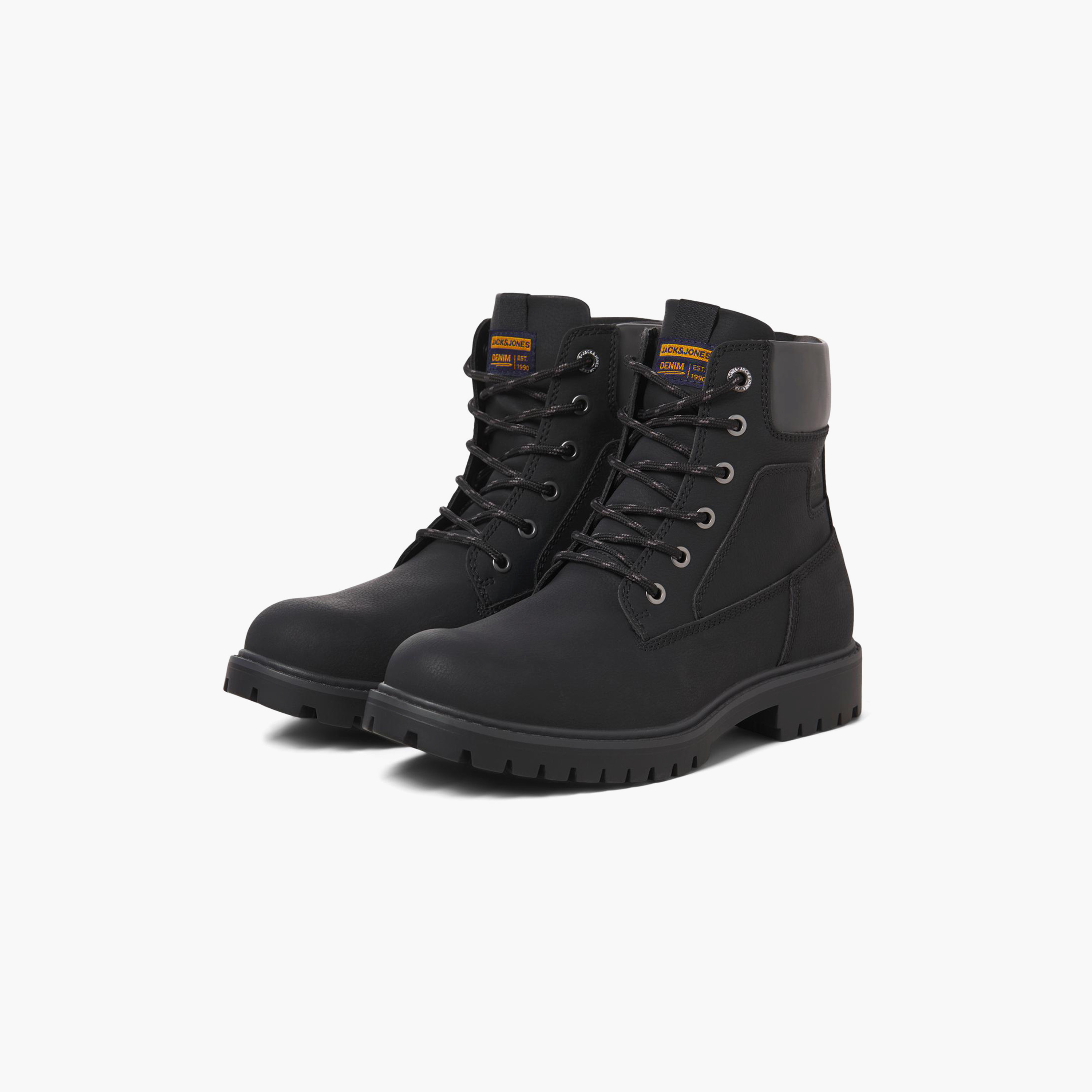 Jack & Jones Round Toe High Top Lace-Up Boots | 12243421-men-shoes-boots-image-1