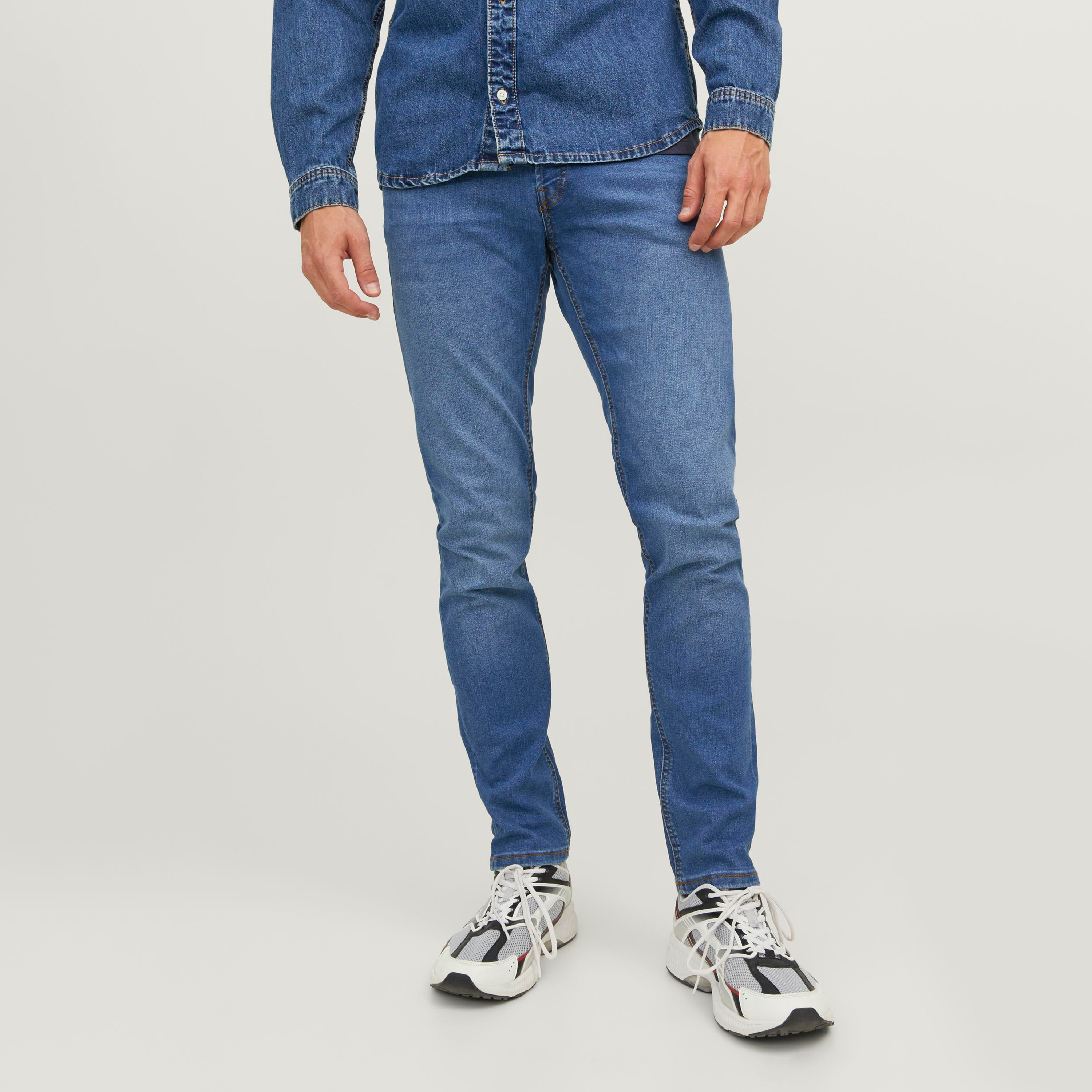Jack & Jones Blue Slim Fit Low-Rise Classic Five-Pocket Jeans-men-clothing-bottoms-jeans-image-1