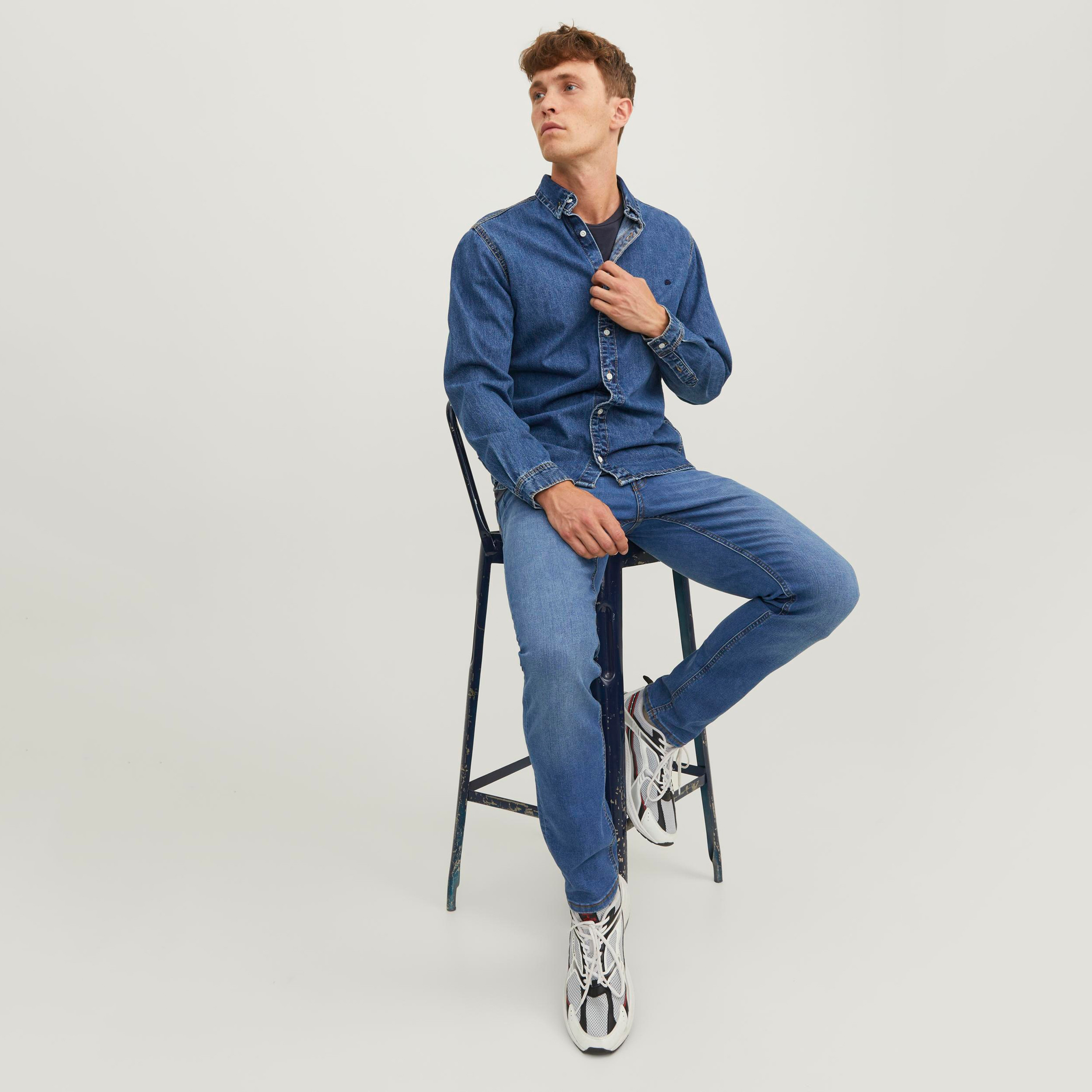 Jack & Jones Blue Slim Fit Low-Rise Classic Five-Pocket Jeans-men-clothing-bottoms-jeans-image-5