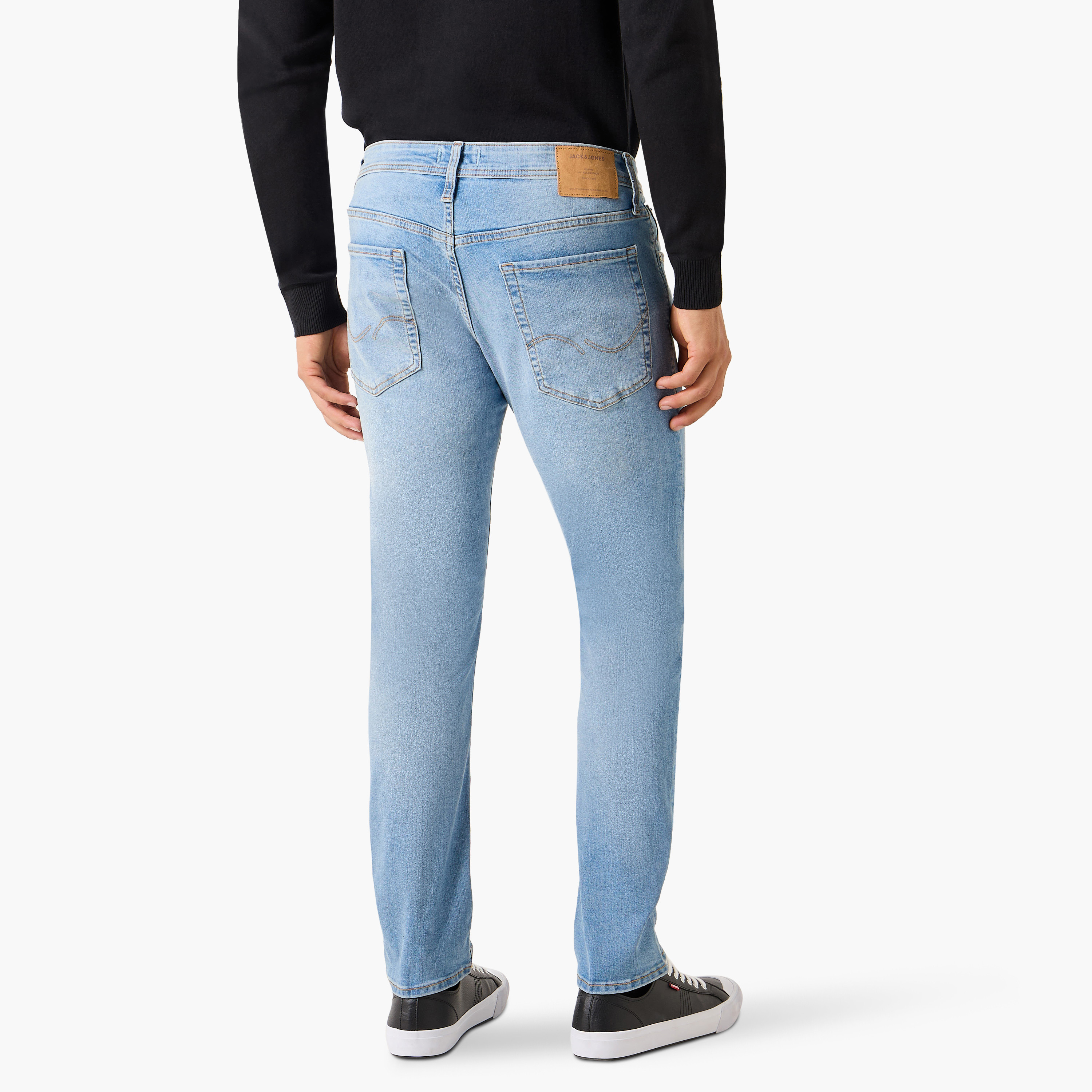 Jack & Jones Blue Slim Fit Low-Rise Classic Five-Pocket Jeans-men-clothing-bottoms-jeans-image-3