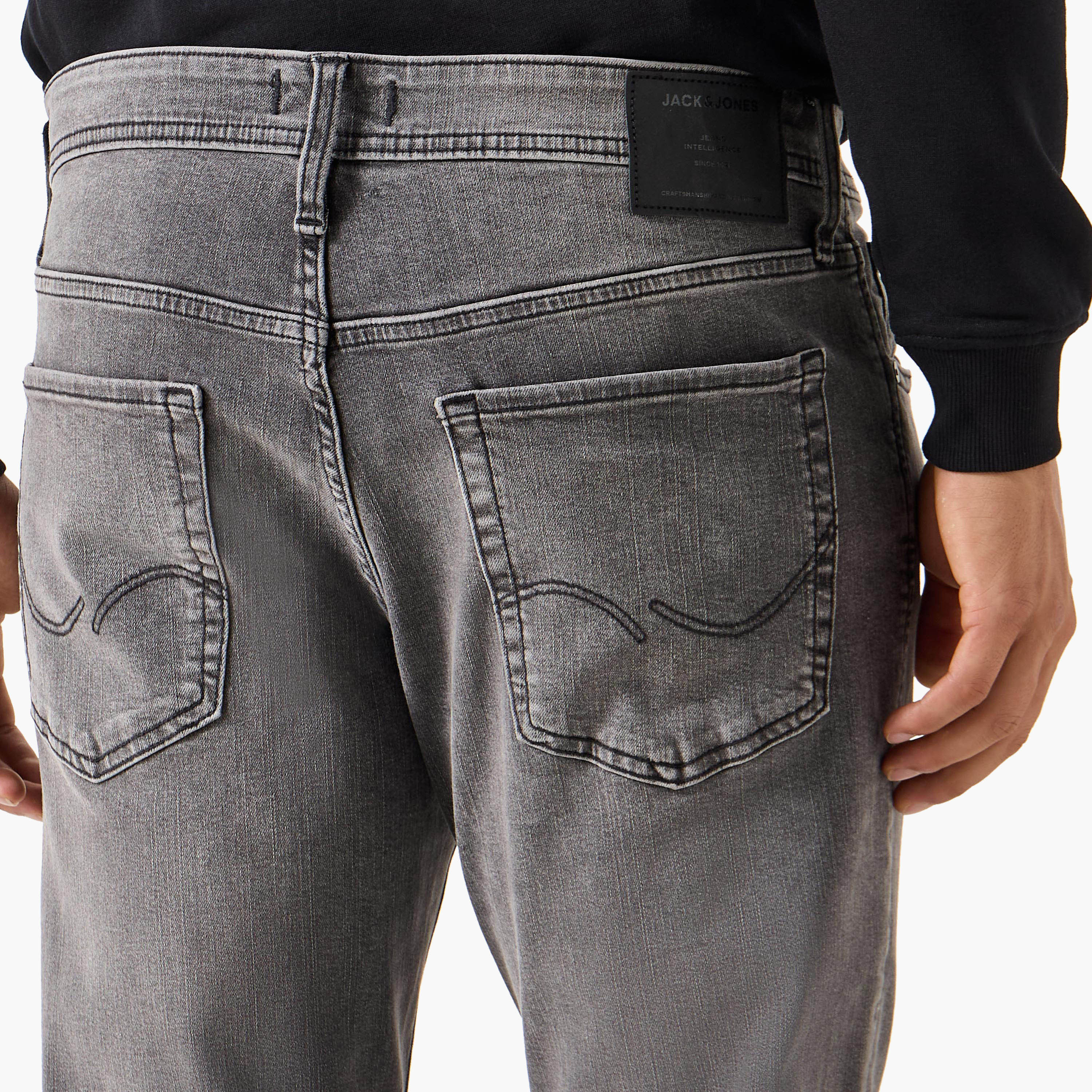 Jack & Jones Grey Slim Fit Low-Rise Classic Five-Pocket Jeans-men-clothing-bottoms-jeans-image-5