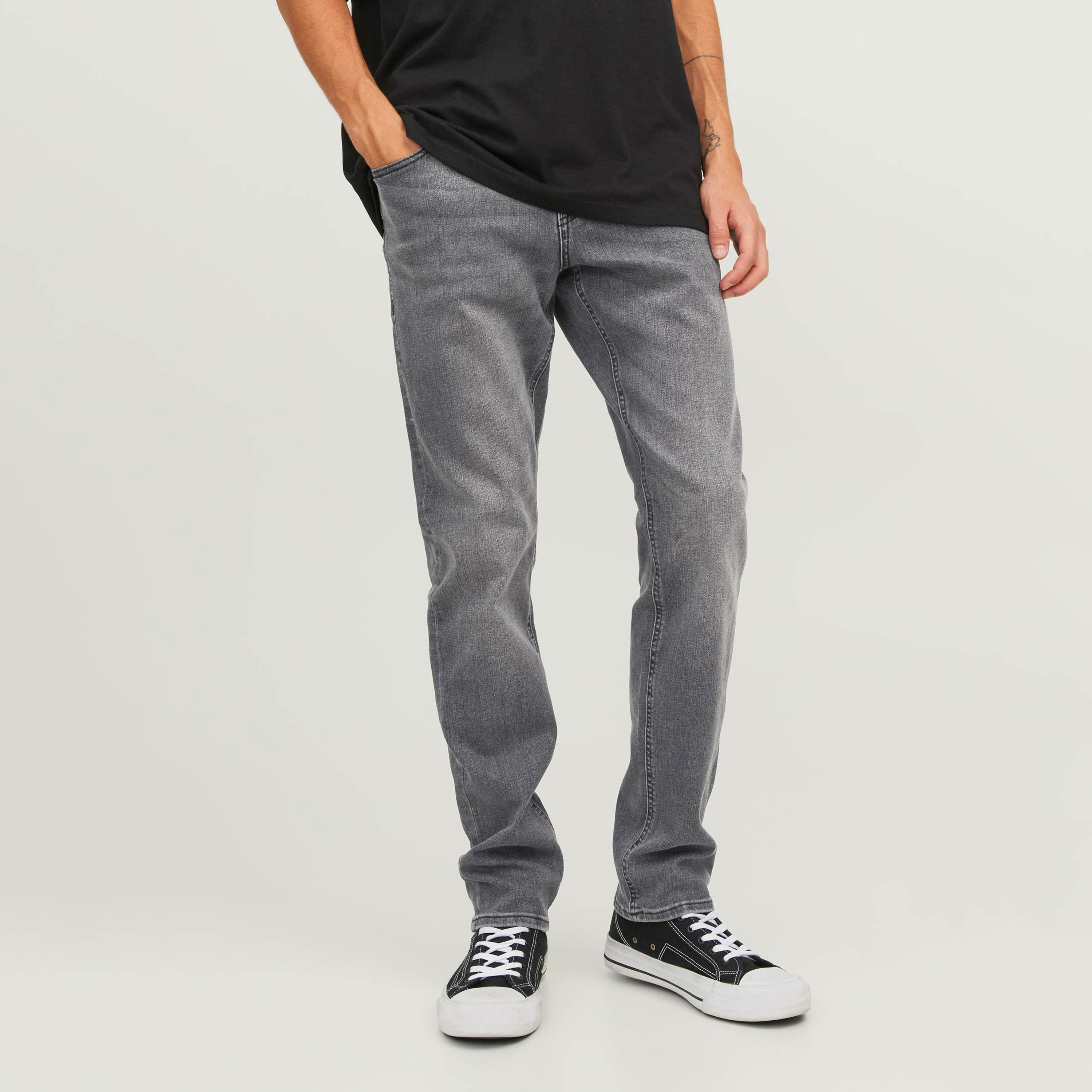 Jack & Jones Grey Slim Fit Low-Rise Classic Five-Pocket Jeans-men-clothing-bottoms-jeans-image-1