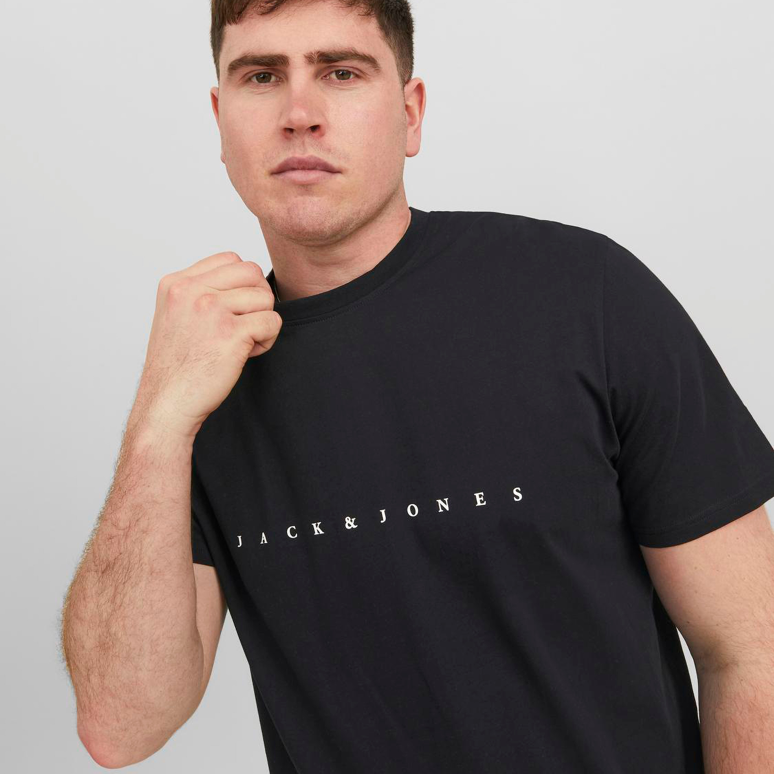 Jack & Jones Plain Round Neck Short Sleeves Men's T-Shirt-men-clothing-shirts-image-2