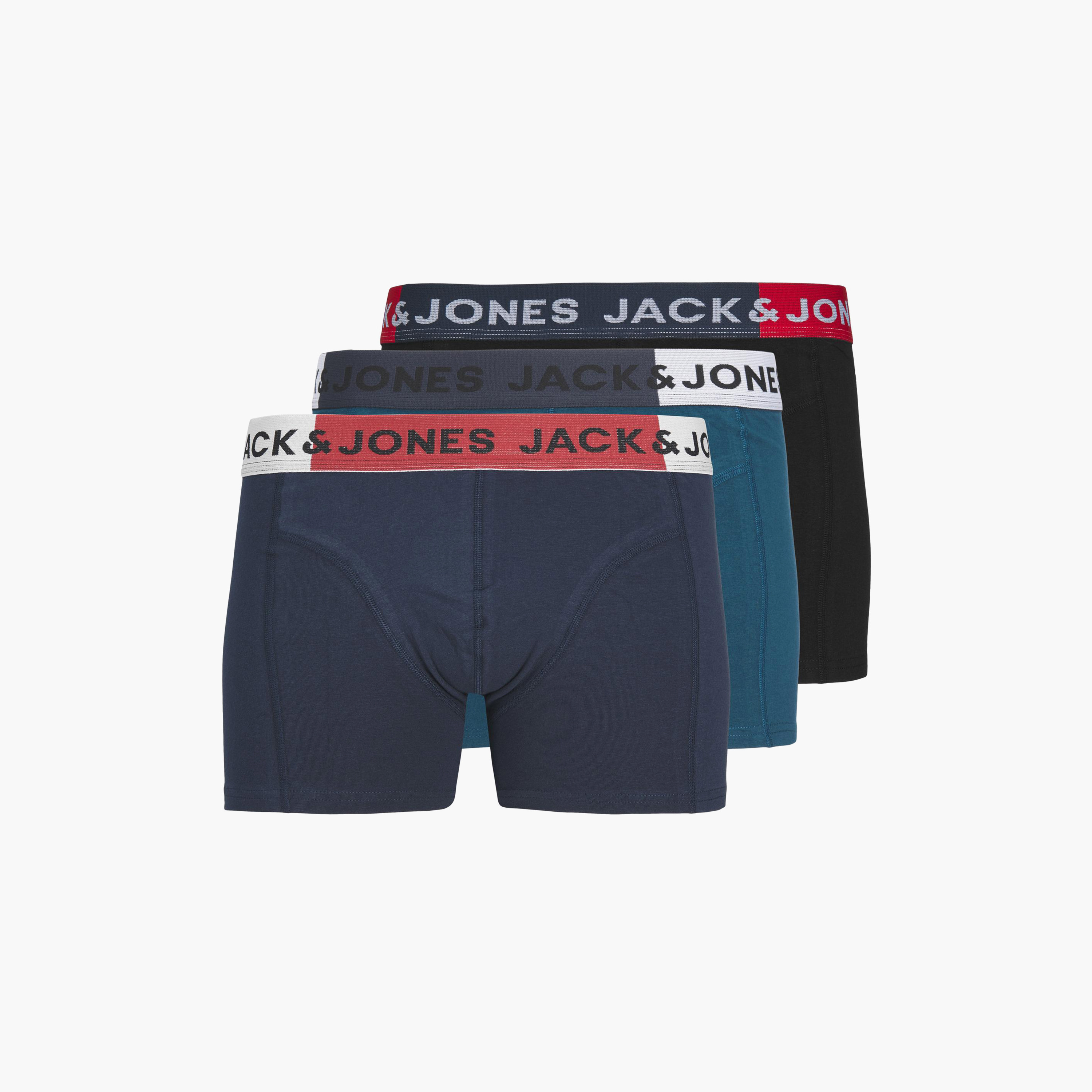 Jack Jones Pack of 3 Brand Print Waistband Trunks