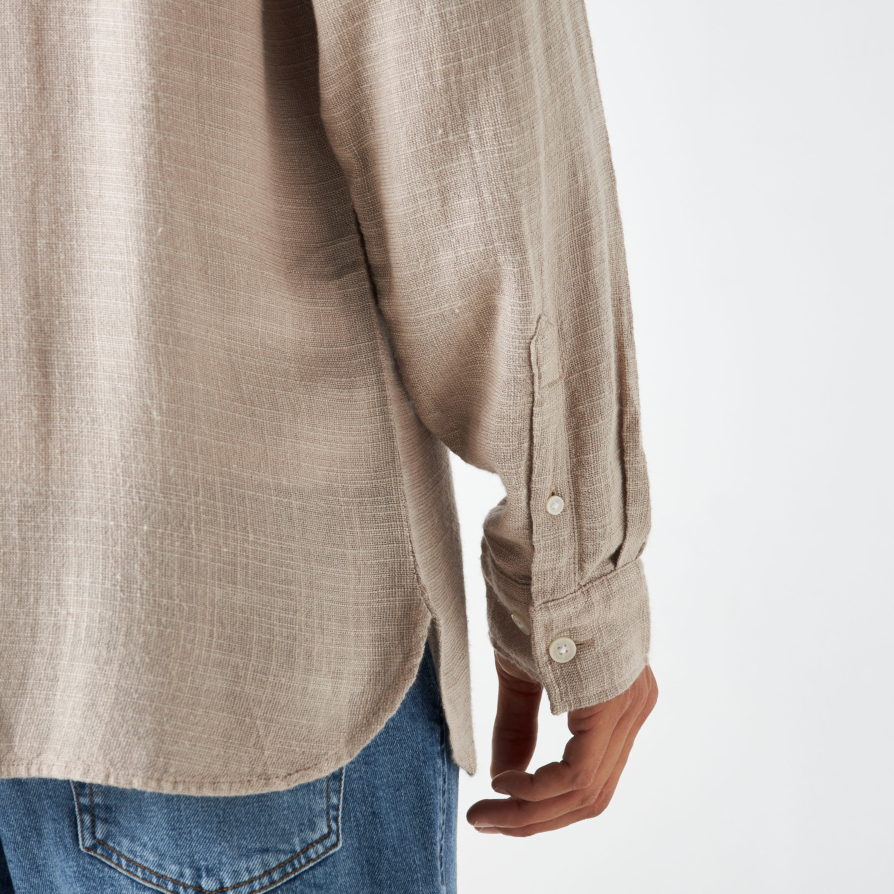Jack & Jones Textured Spread Collar Long Sleeves Oversized Slub Shirt-men-clothing-shirts-image-4