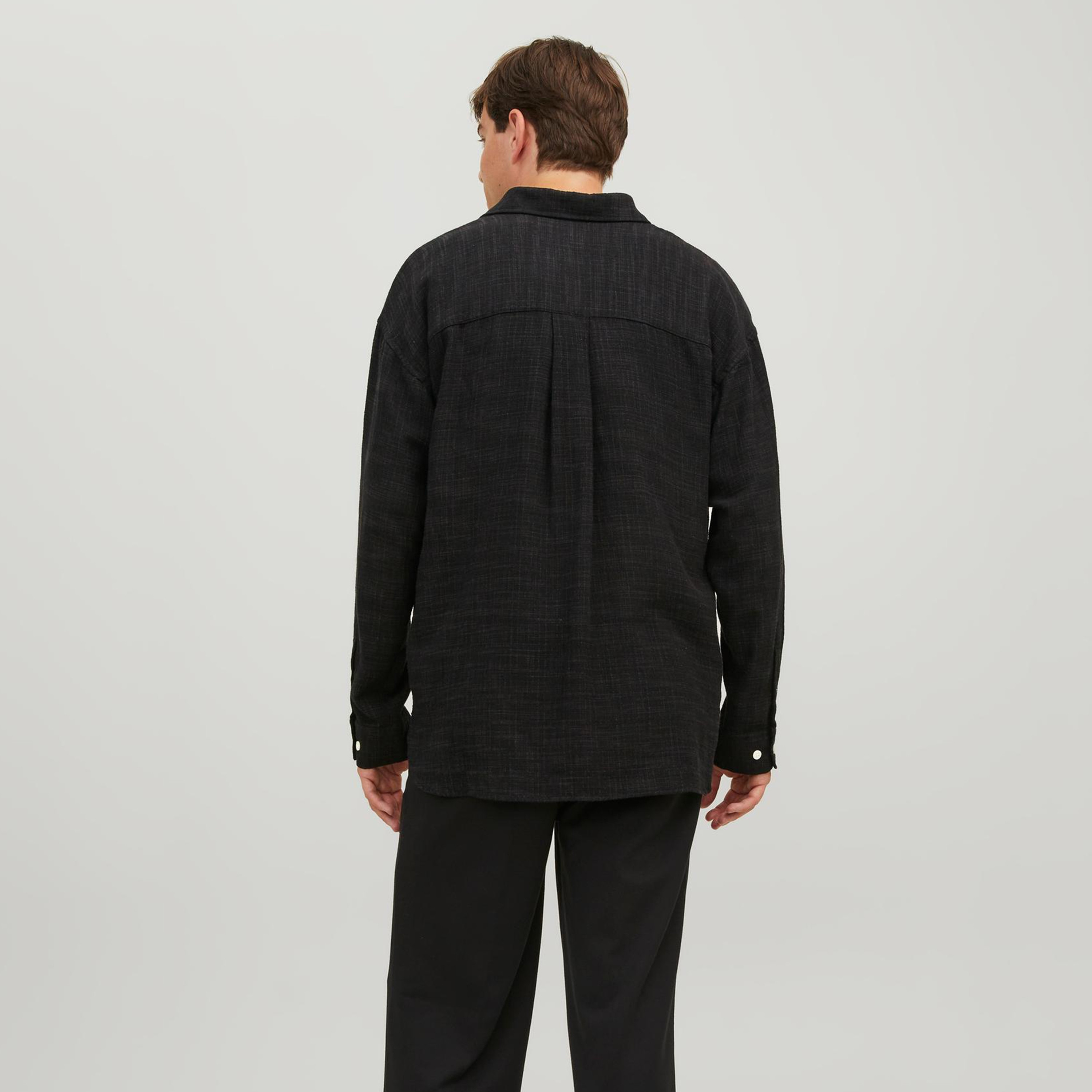 Jack & Jones Textured Spread Collar Long Sleeves Oversized Slub Shirt-men-clothing-shirts-image-8
