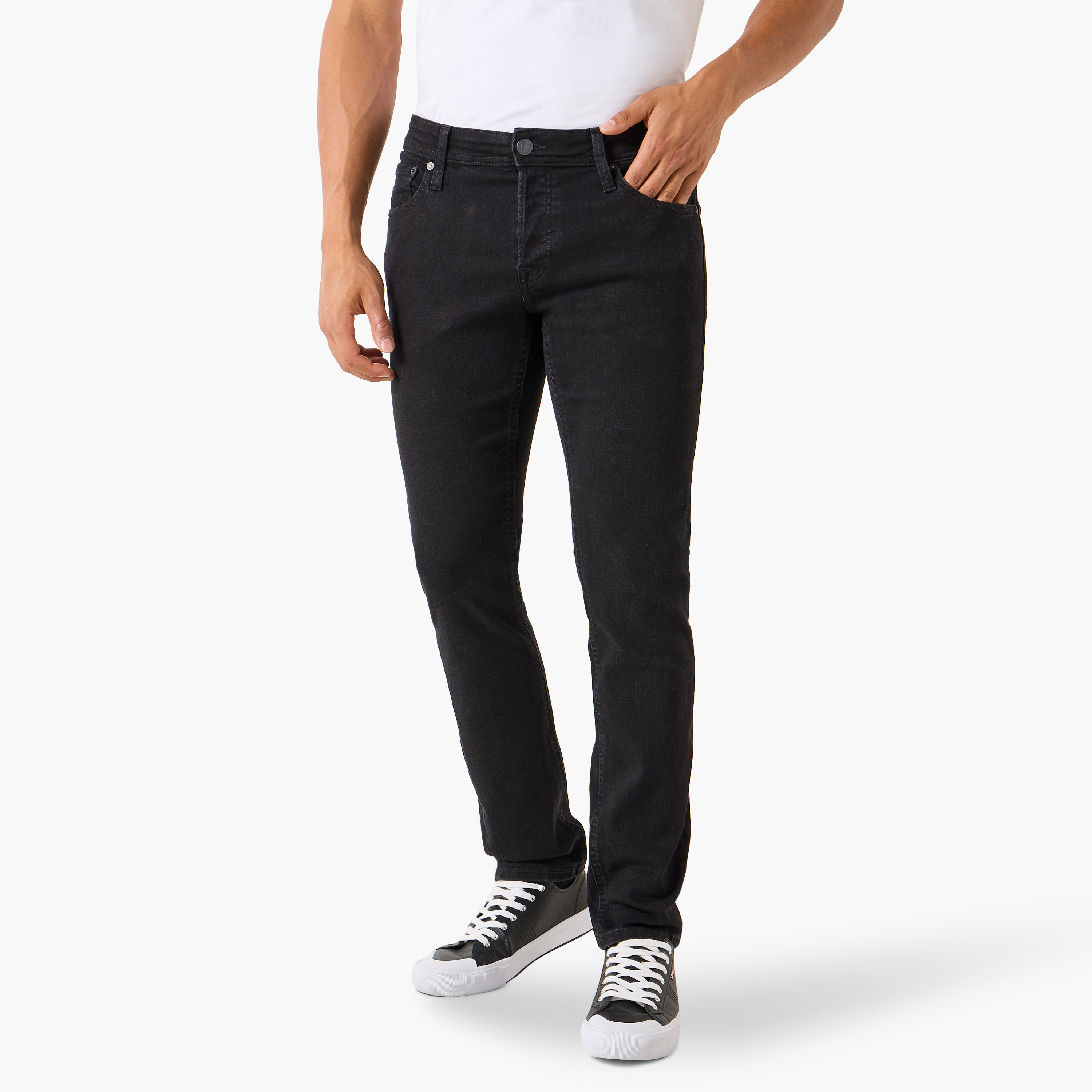 Jack & Jones Solid Slim Fit Jeans with Pockets-men-clothing-bottoms-jeans-image-1