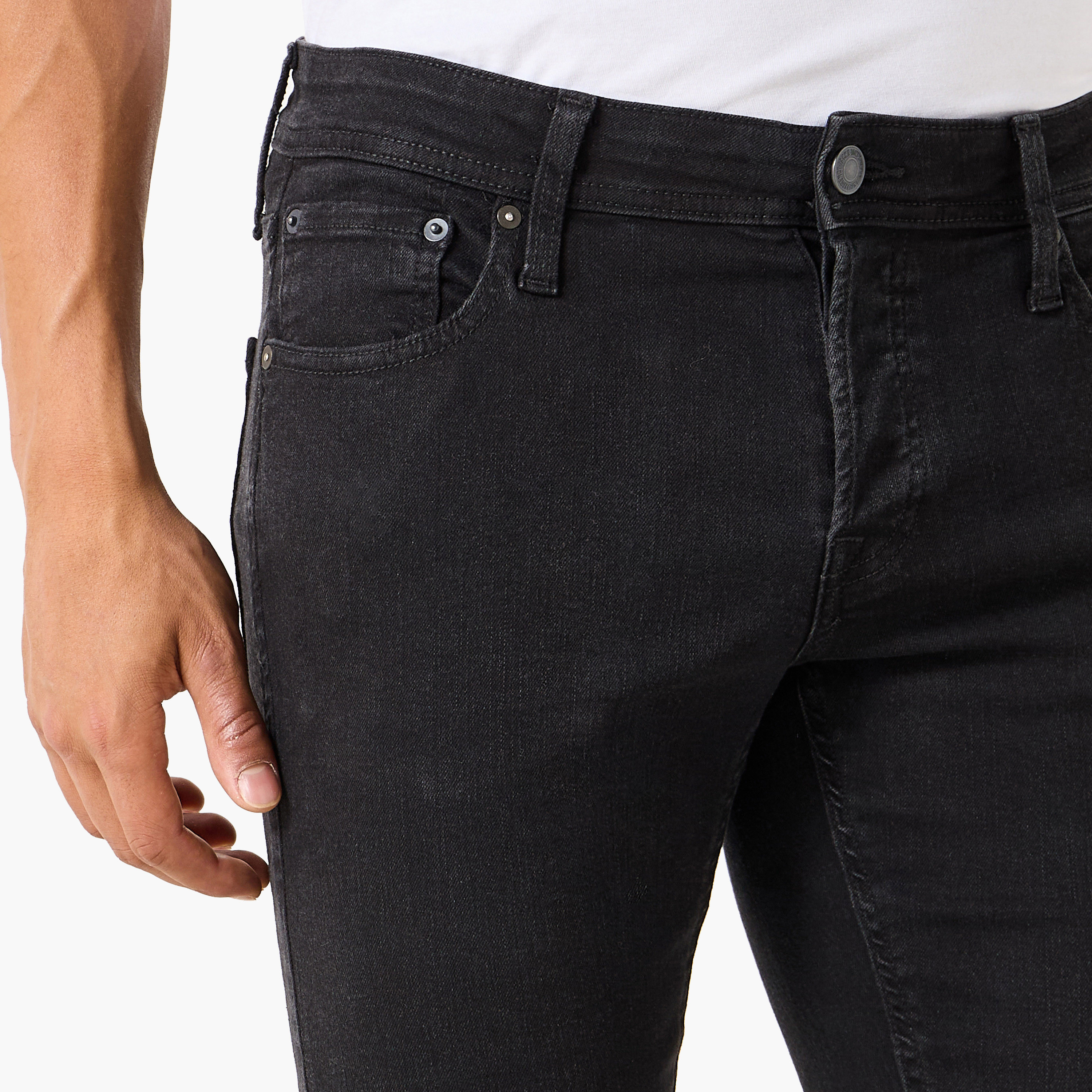 Jack & Jones Solid Slim Fit Jeans with Pockets-men-clothing-bottoms-jeans-image-3