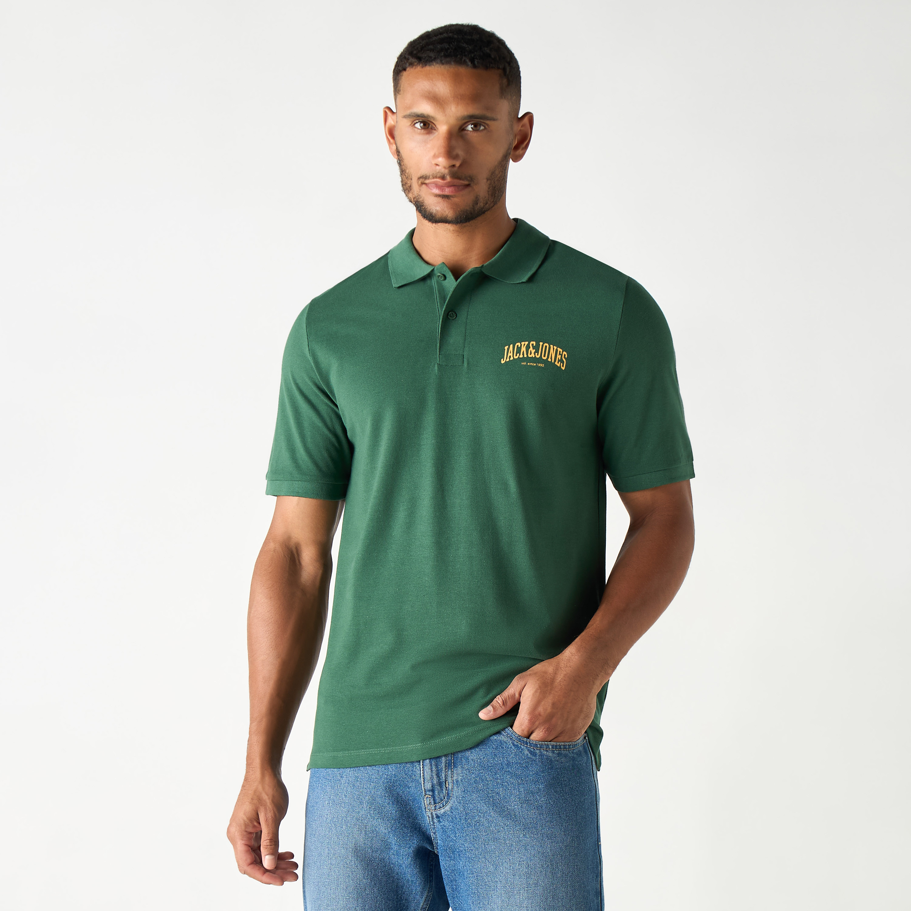 Jack and Jones Solid Polo T-shirt with Short Sleeves-men-clothing-tshirtsandpolos-polos-image-1