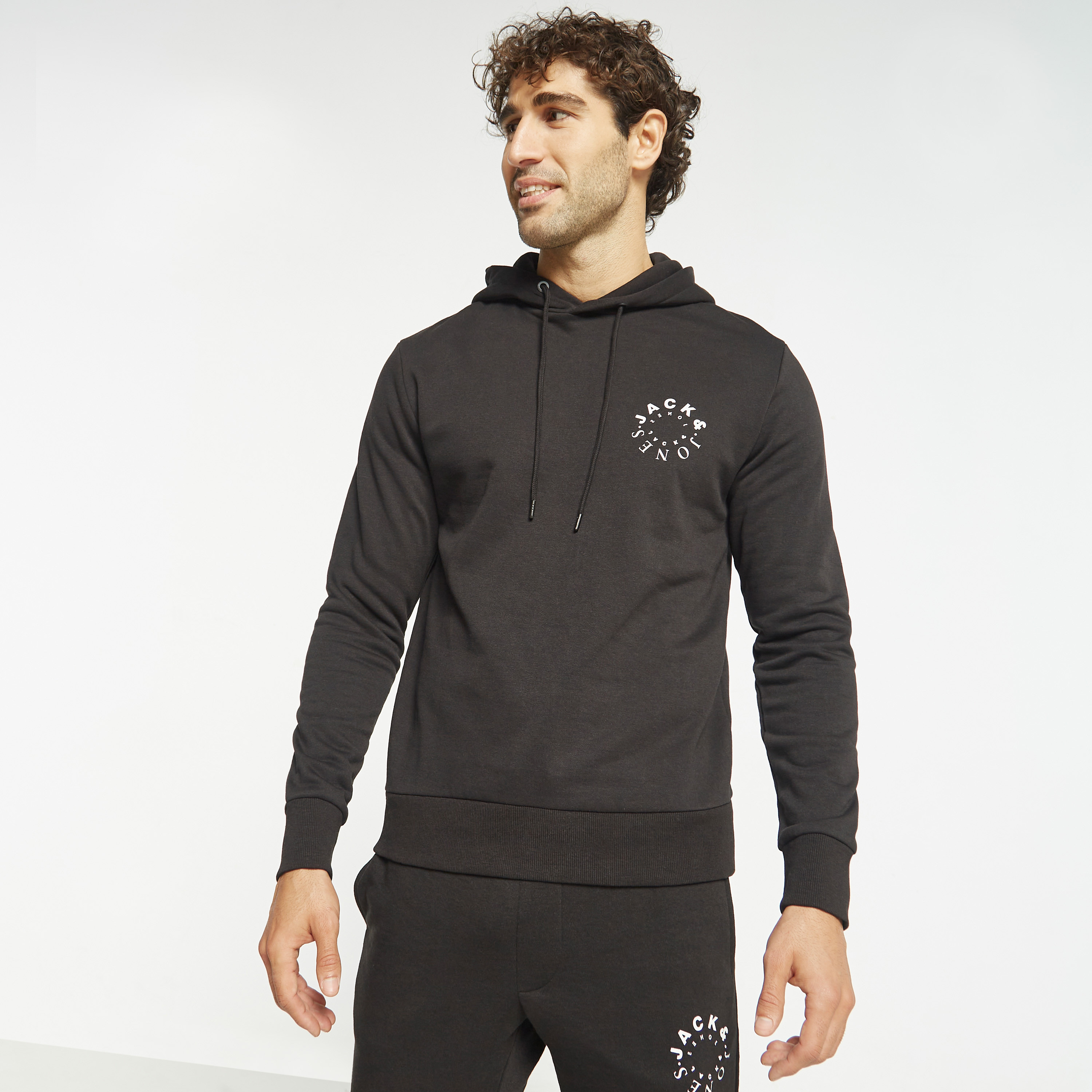 Jack & Jones Logo Hoodies with Drawstring Cord-men-winterwear-hoodiesandsweatshirts-image-1