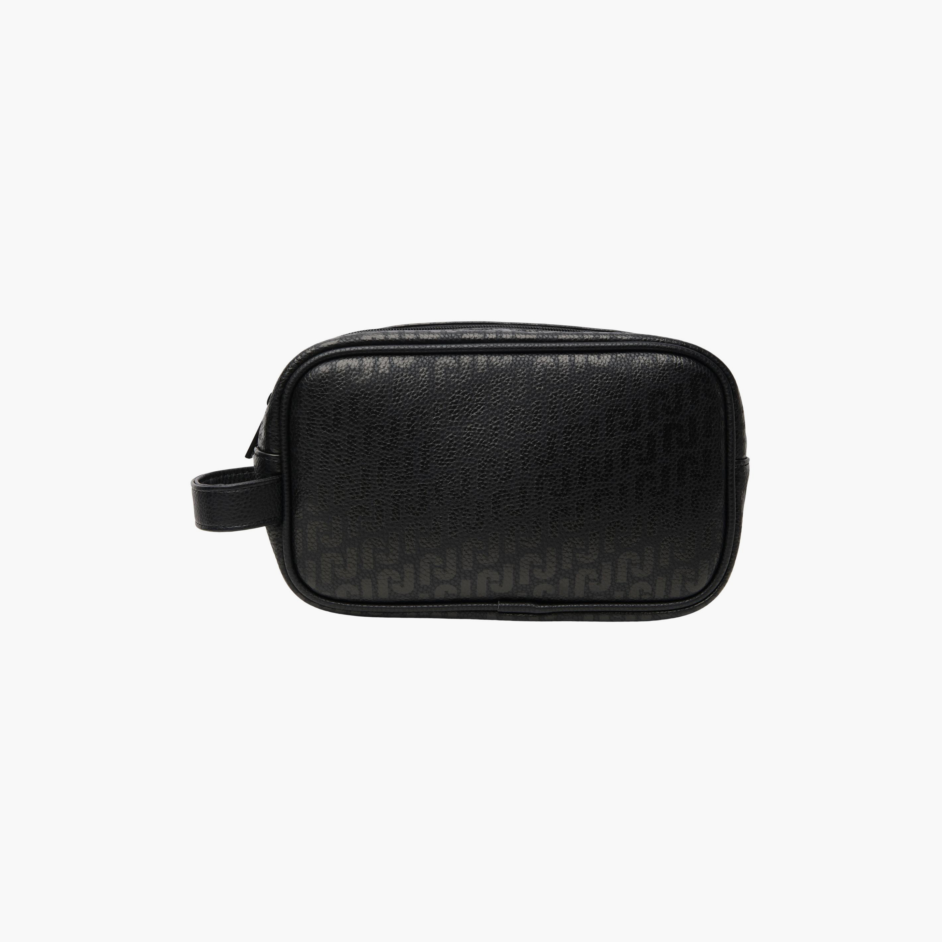 حقيبة أدوات الزينة المزخرفة من جاك آند جونز مع حزام للإمساك الجانبي باللون الأسود-men-bags-image-1