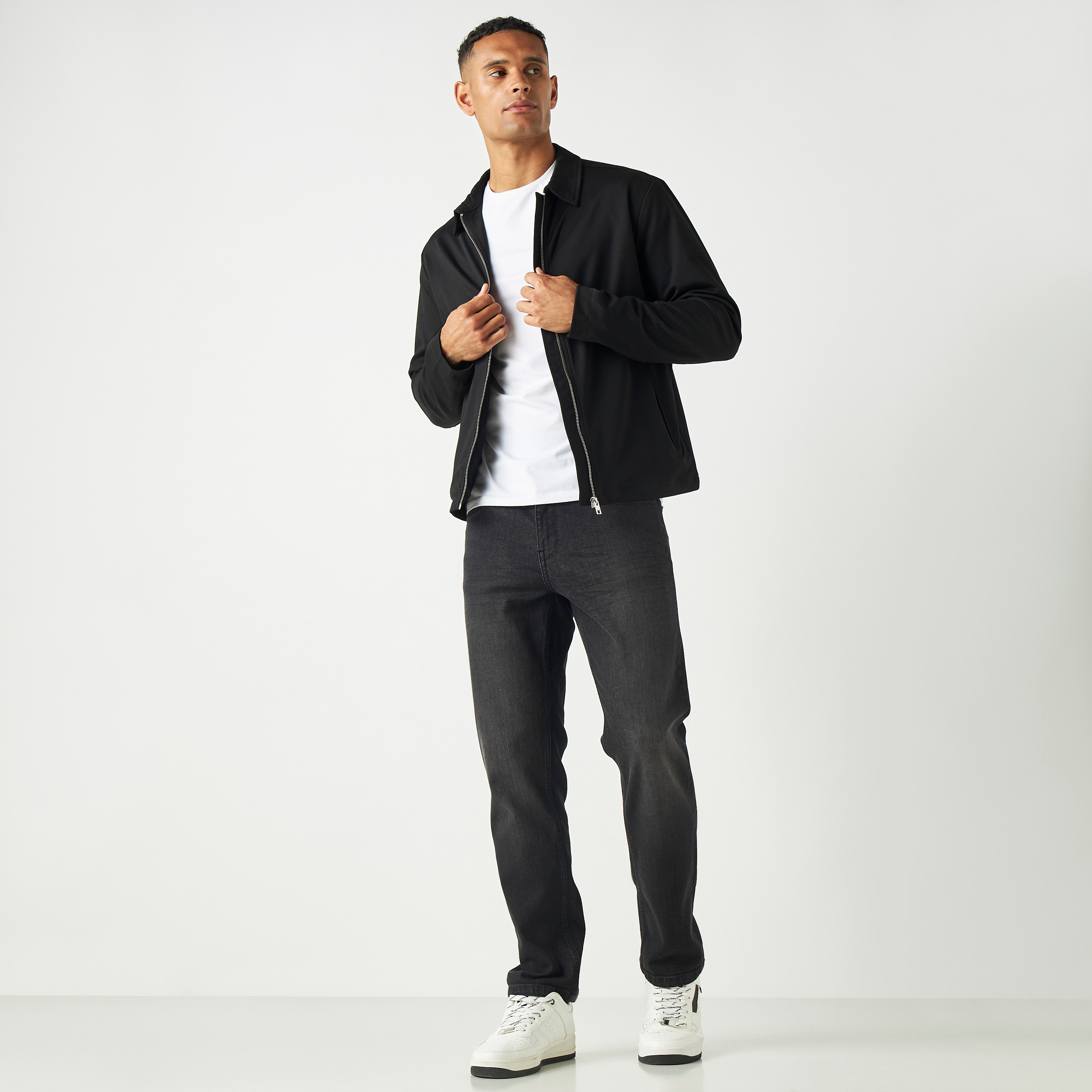 Jack & Jones Textured Collared Zip Fly Jacket with Slit Pocket-men-clothing-jacketsandblazers-jackets-image-2