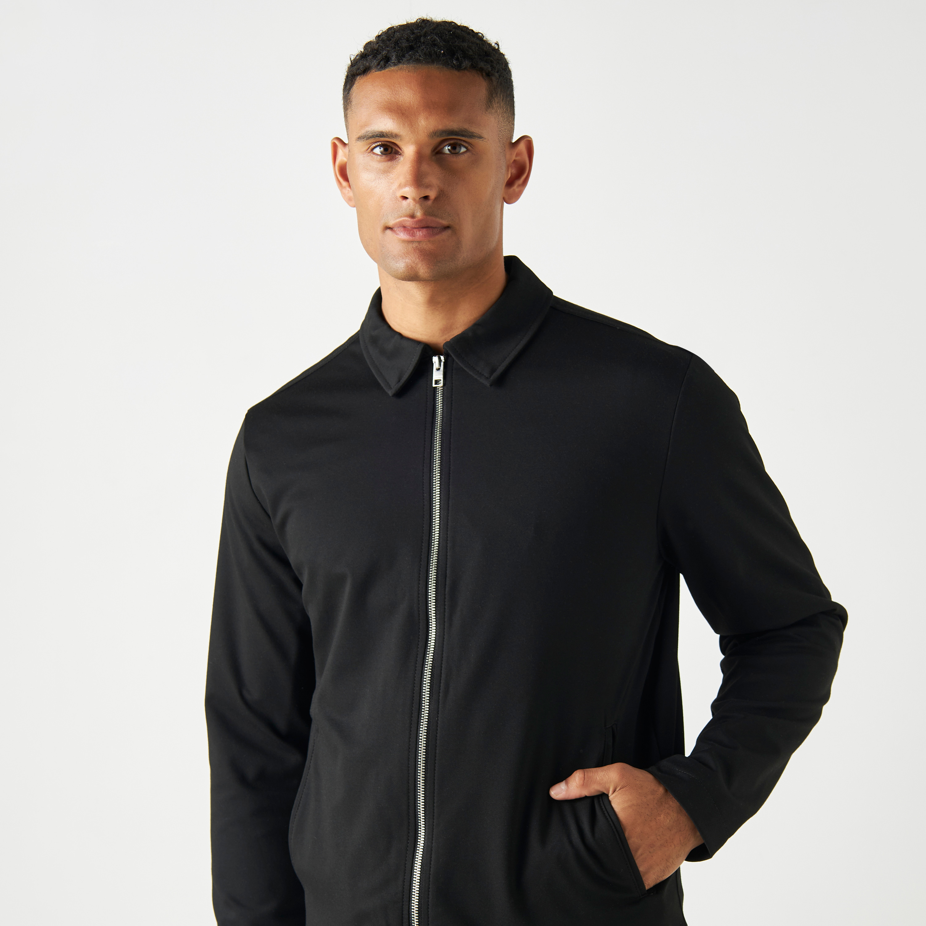 Jack & Jones Textured Collared Zip Fly Jacket with Slit Pocket-men-clothing-jacketsandblazers-jackets-image-4
