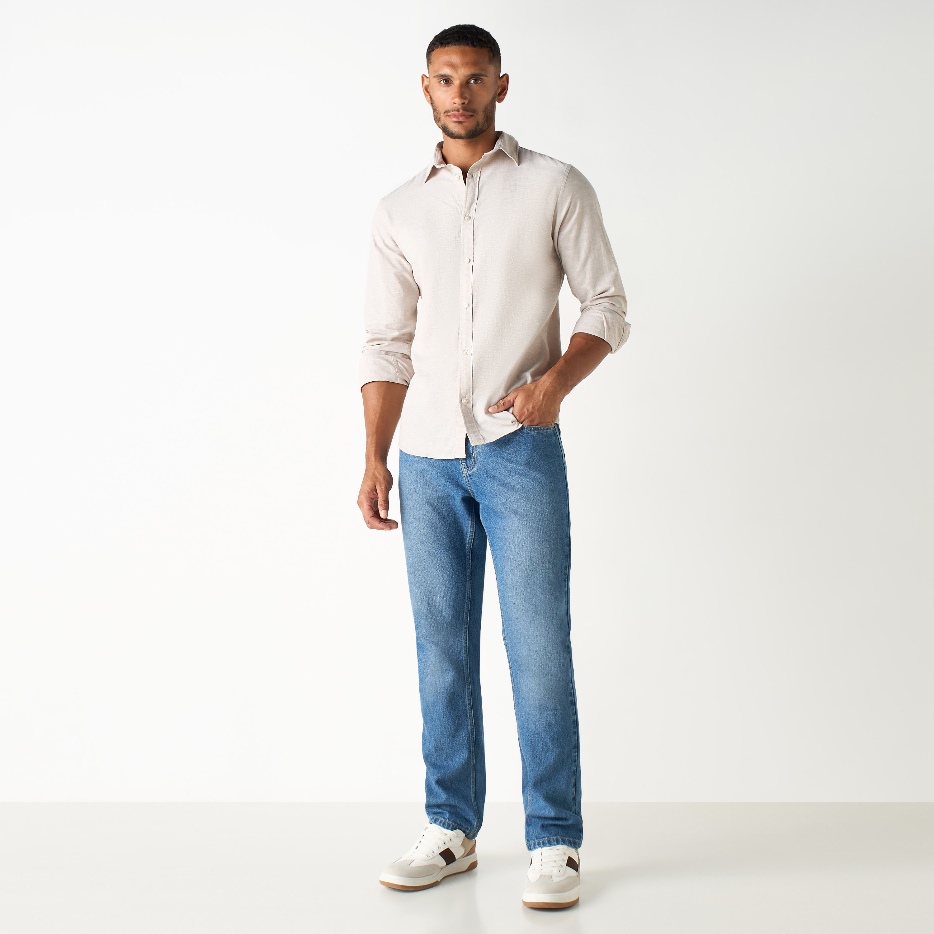 Jack & Jones Plain Collared Long Sleeves Shirt-men-clothing-shirts-image-2