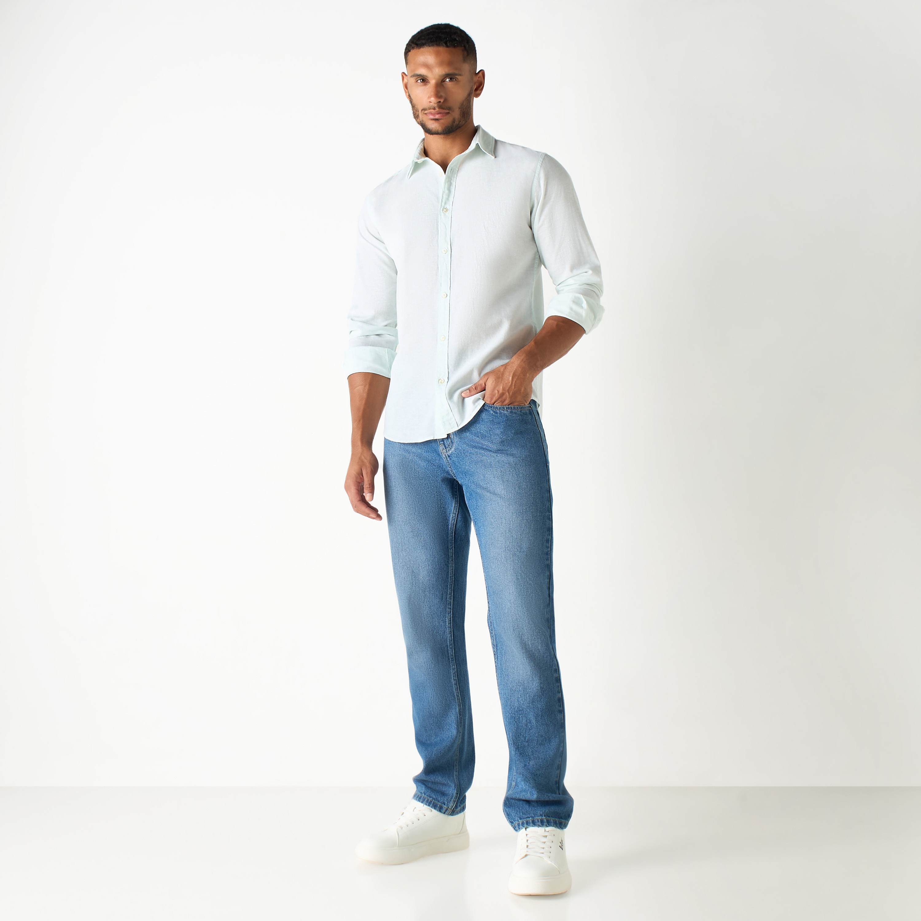 Jack & Jones Plain Collared Long Sleeves Shirt-men-clothing-shirts-image-2