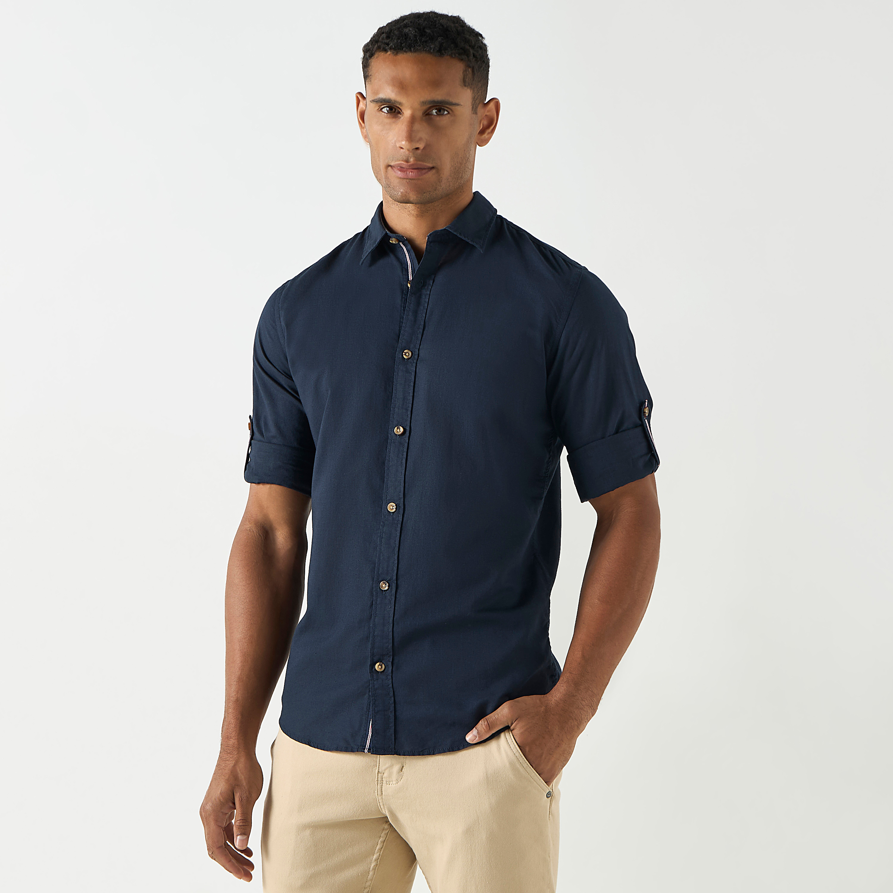 Jack & Jones Plain Collared Long Sleeves Casual Shirt-men-clothing-shirts-image-1