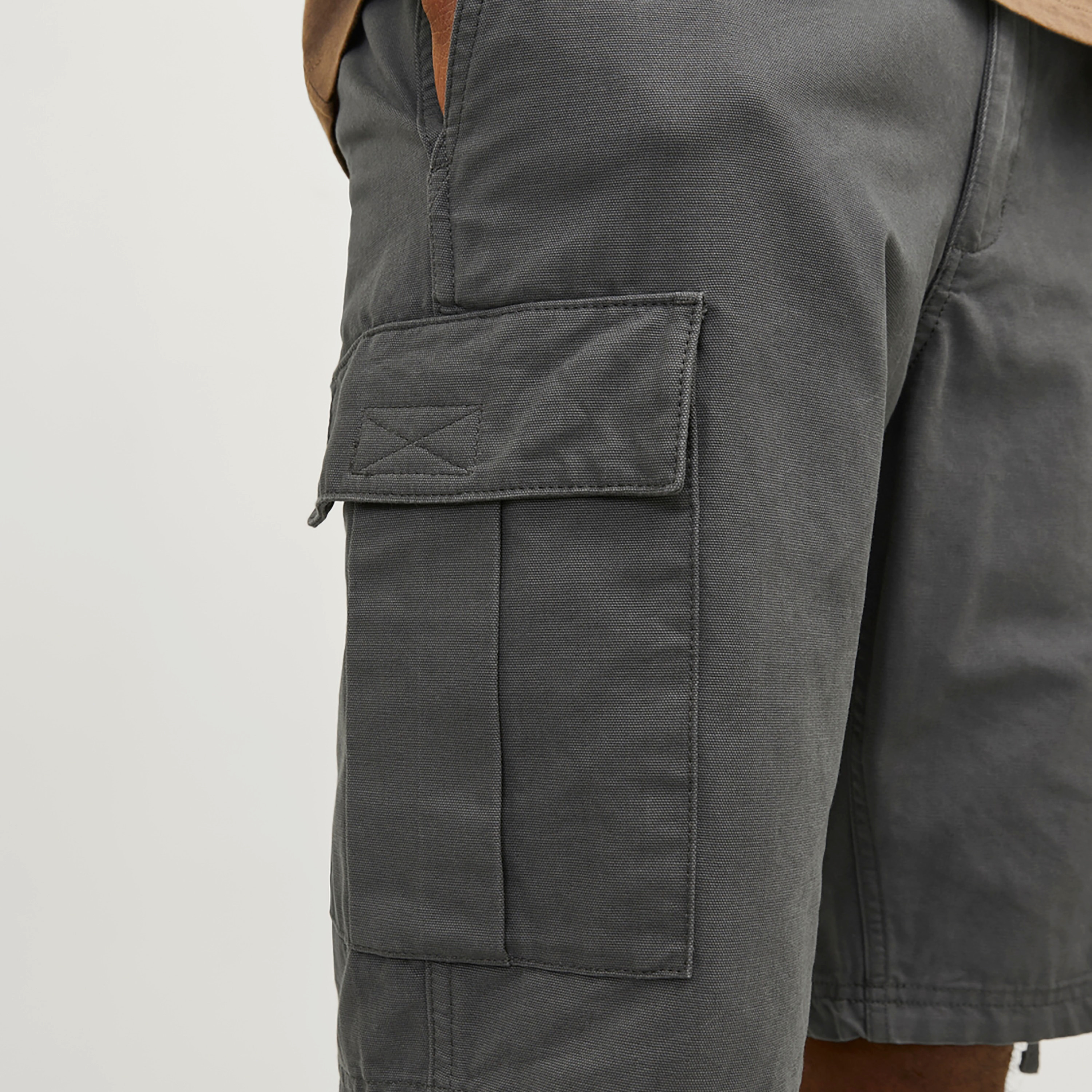 Jack & Jones Plain Mid-Rise Buttoned Cargo Shorts-men-clothing-bottoms-shorts-image-3
