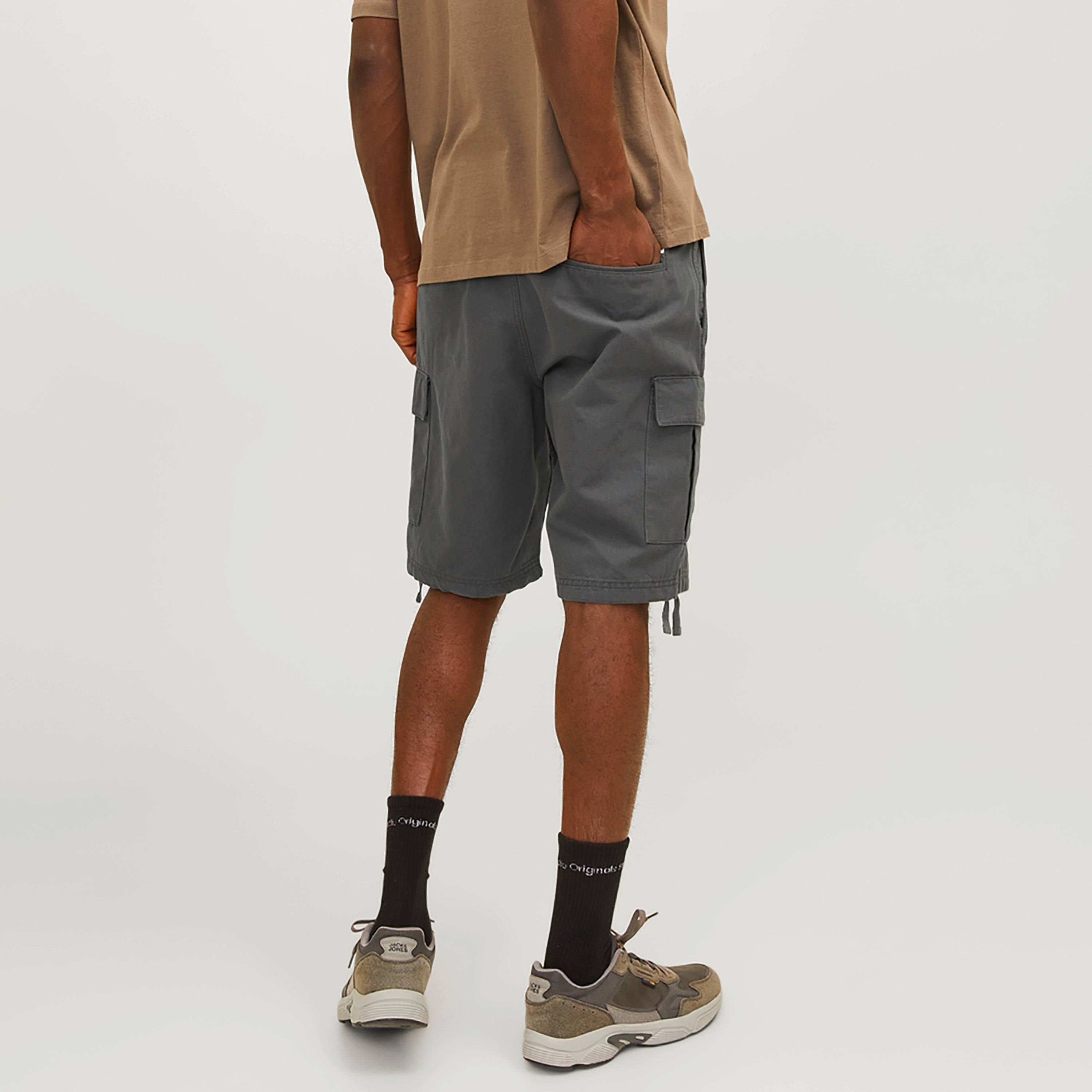 Jack & Jones Plain Mid-Rise Buttoned Cargo Shorts-men-clothing-bottoms-shorts-image-4