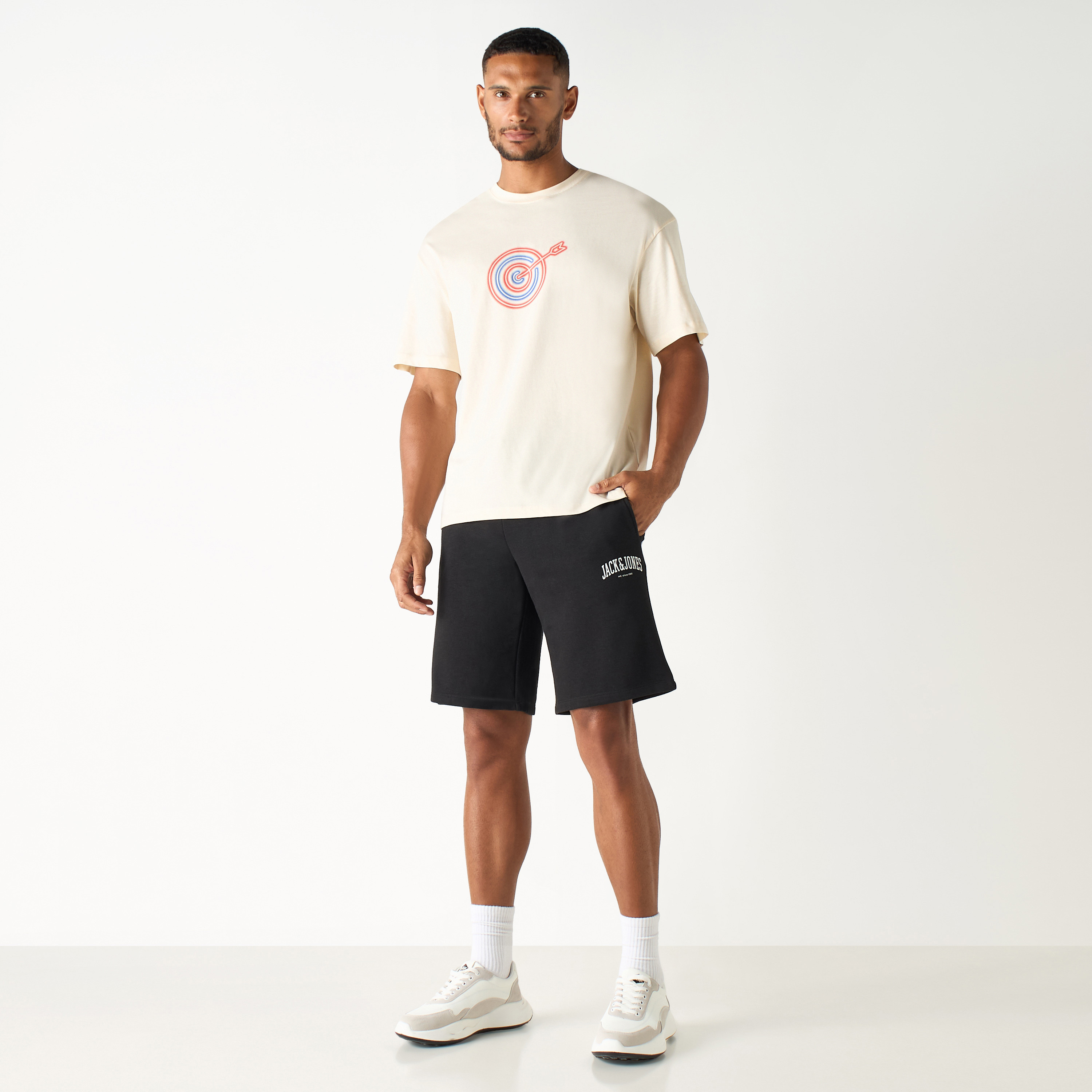 Jack & Jones Plain Mid-Rise Drawstring Waistband Shorts-men-clothing-bottoms-shorts-image-2