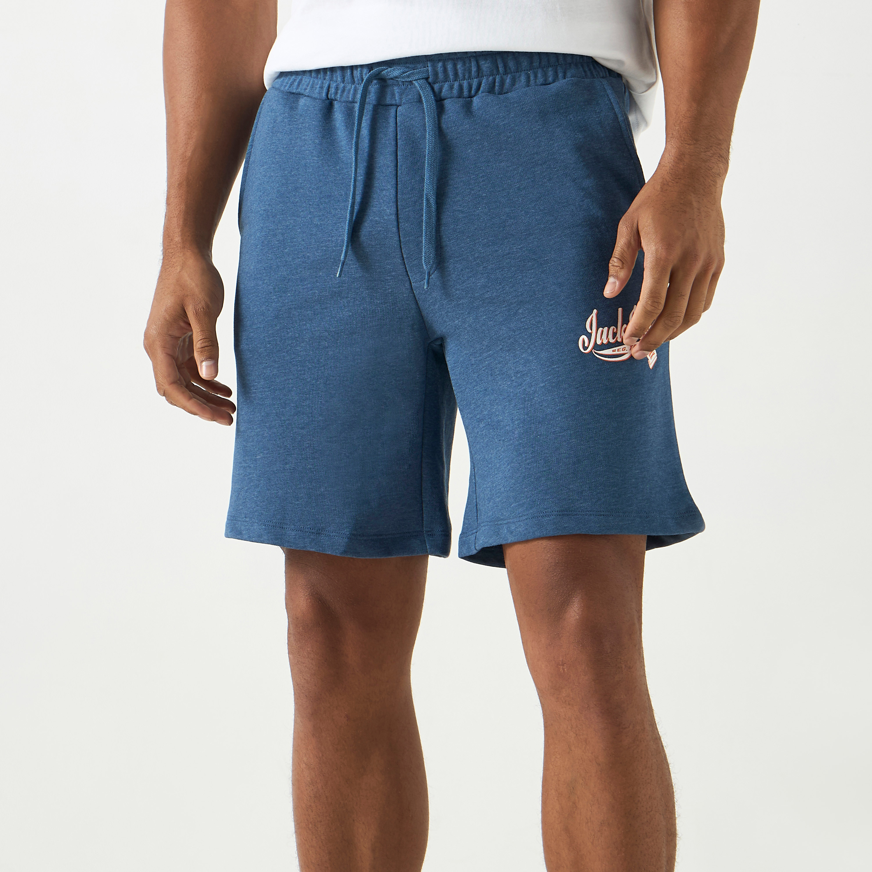 Jack & Jones Logo Mid Waist Drawstring Sweat Shorts-men-clothing-bottoms-shorts-image-1