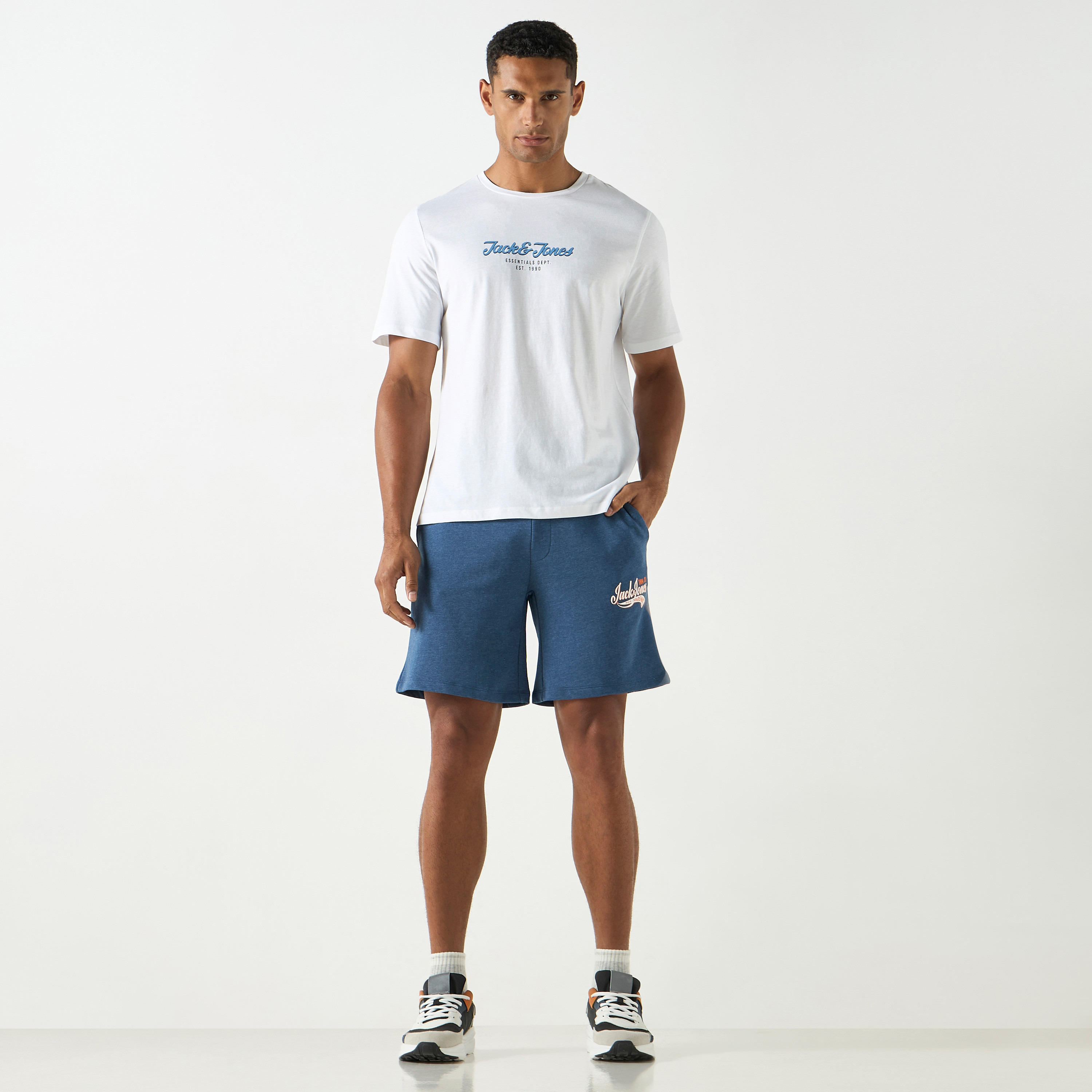 Jack & Jones Logo Mid Waist Drawstring Sweat Shorts-men-clothing-bottoms-shorts-image-2