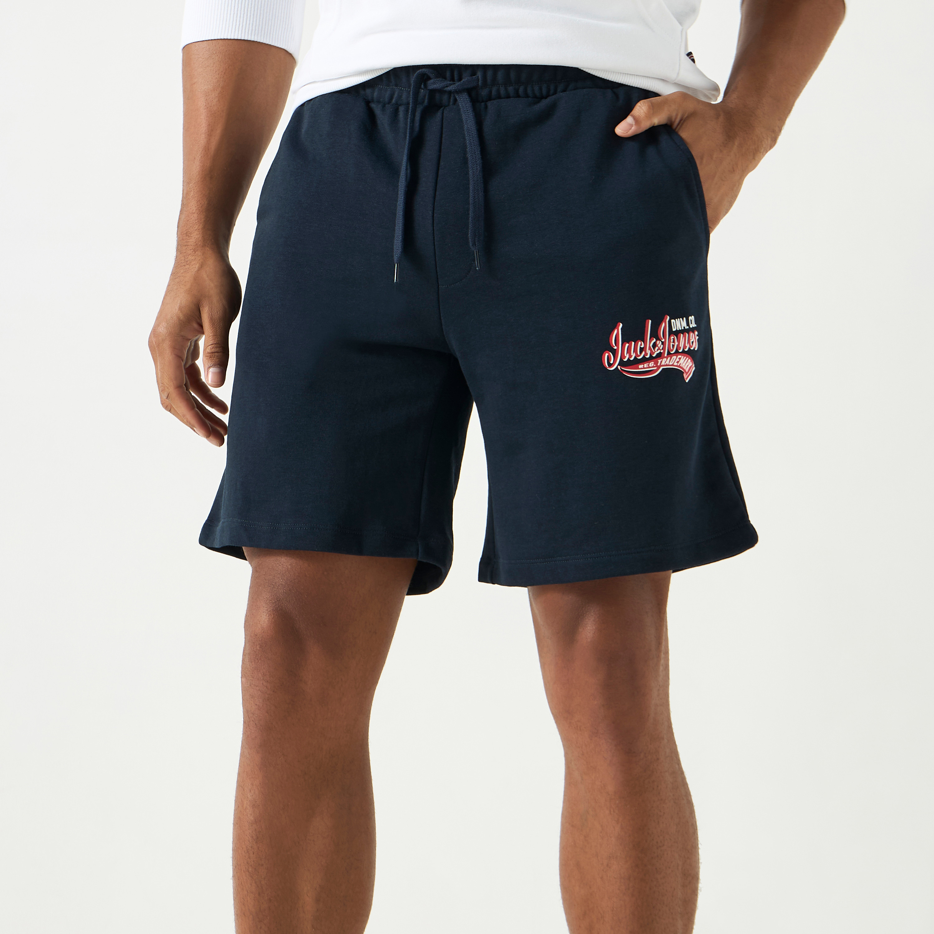Jack & Jones Logo Mid Waist Drawstring Sweat Shorts-men-clothing-bottoms-shorts-image-9